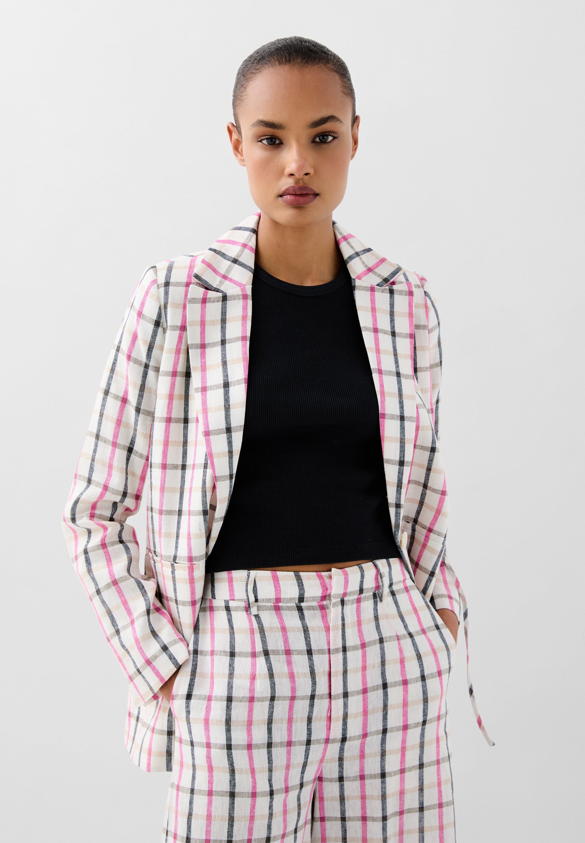 BLAZER EM LINHO COM PADRÃO VICHY