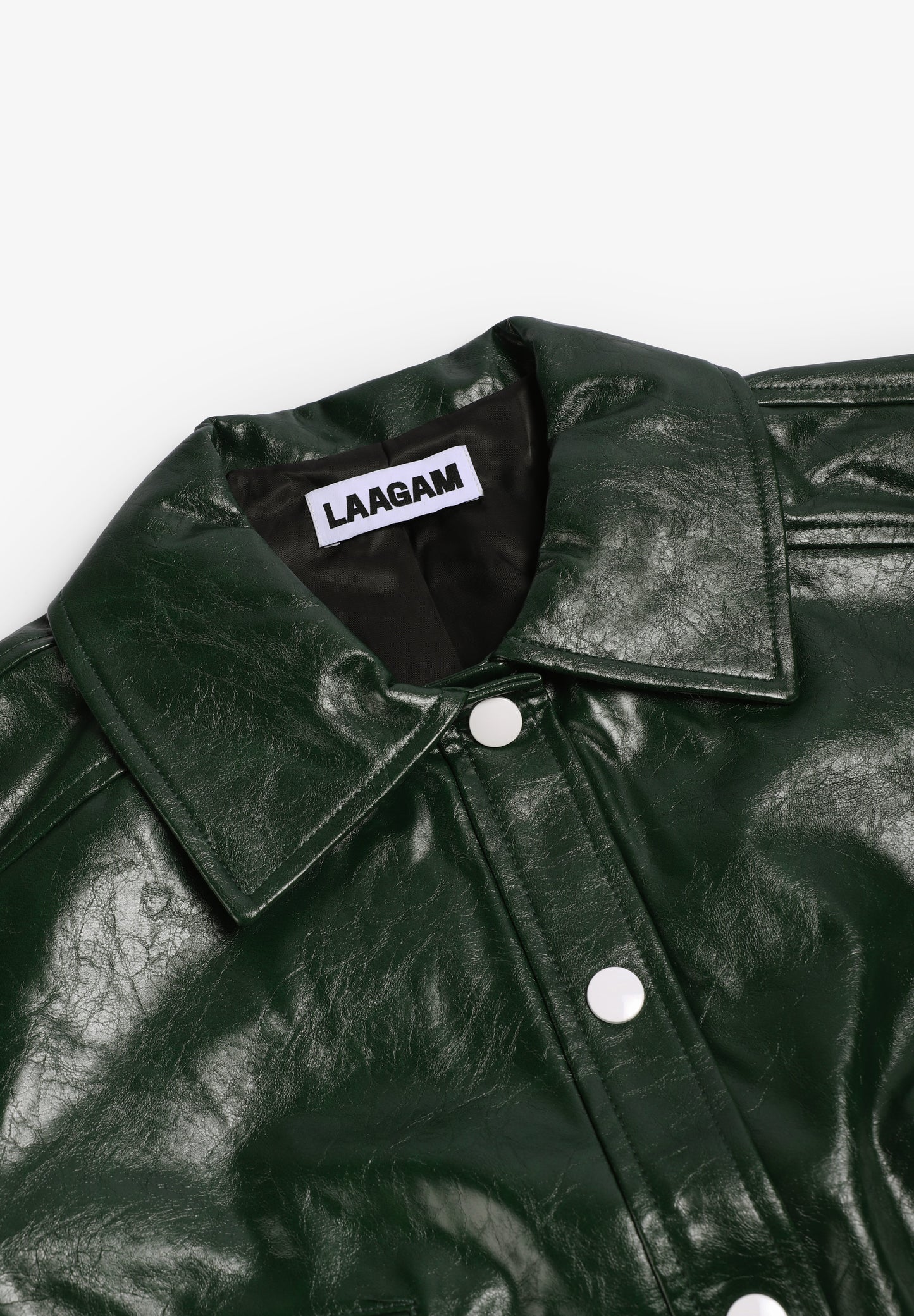 LAAGAM | LENA GREEN FAUX LEATHER JACKET