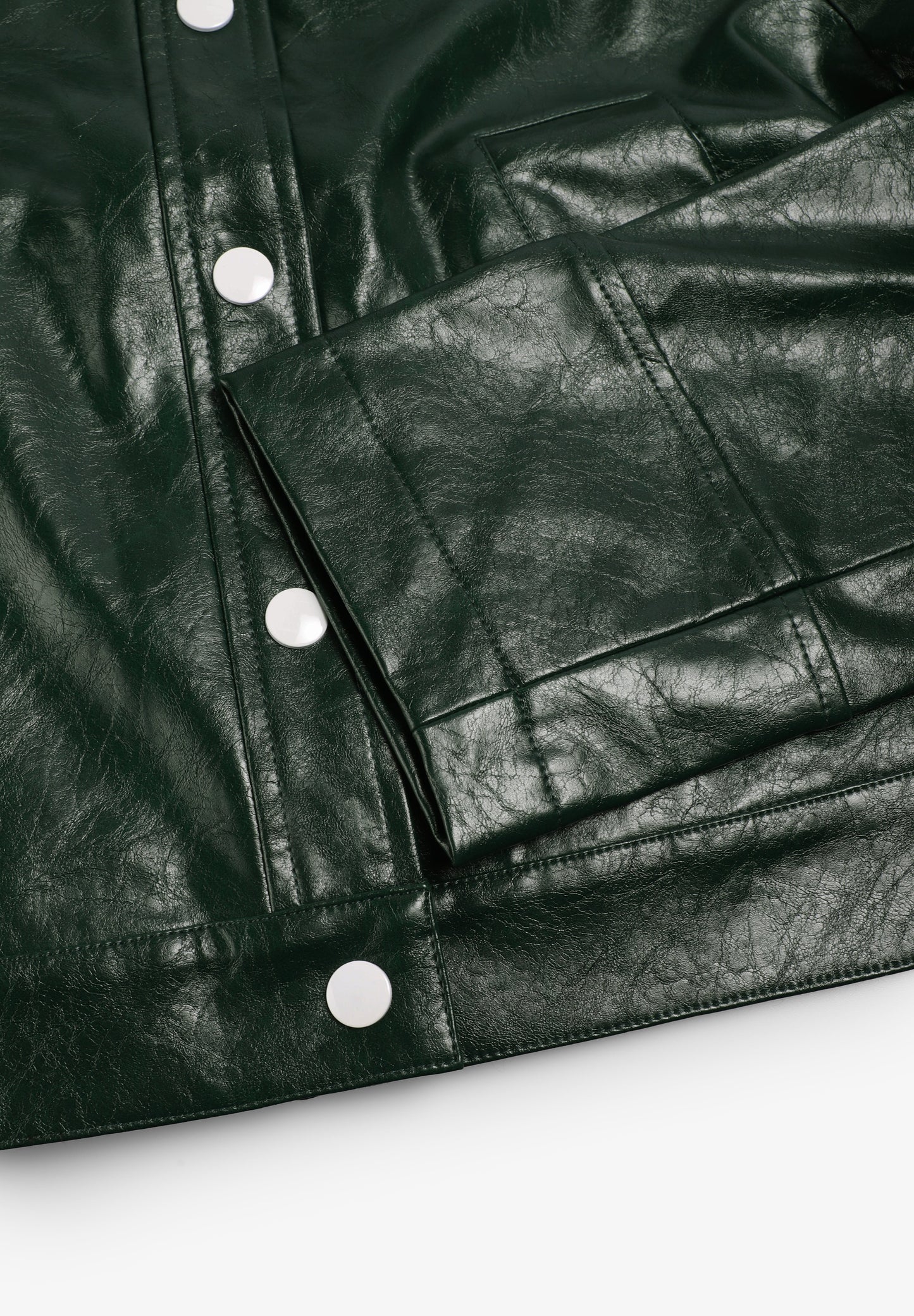 LAAGAM | LENA GREEN FAUX LEATHER JACKET