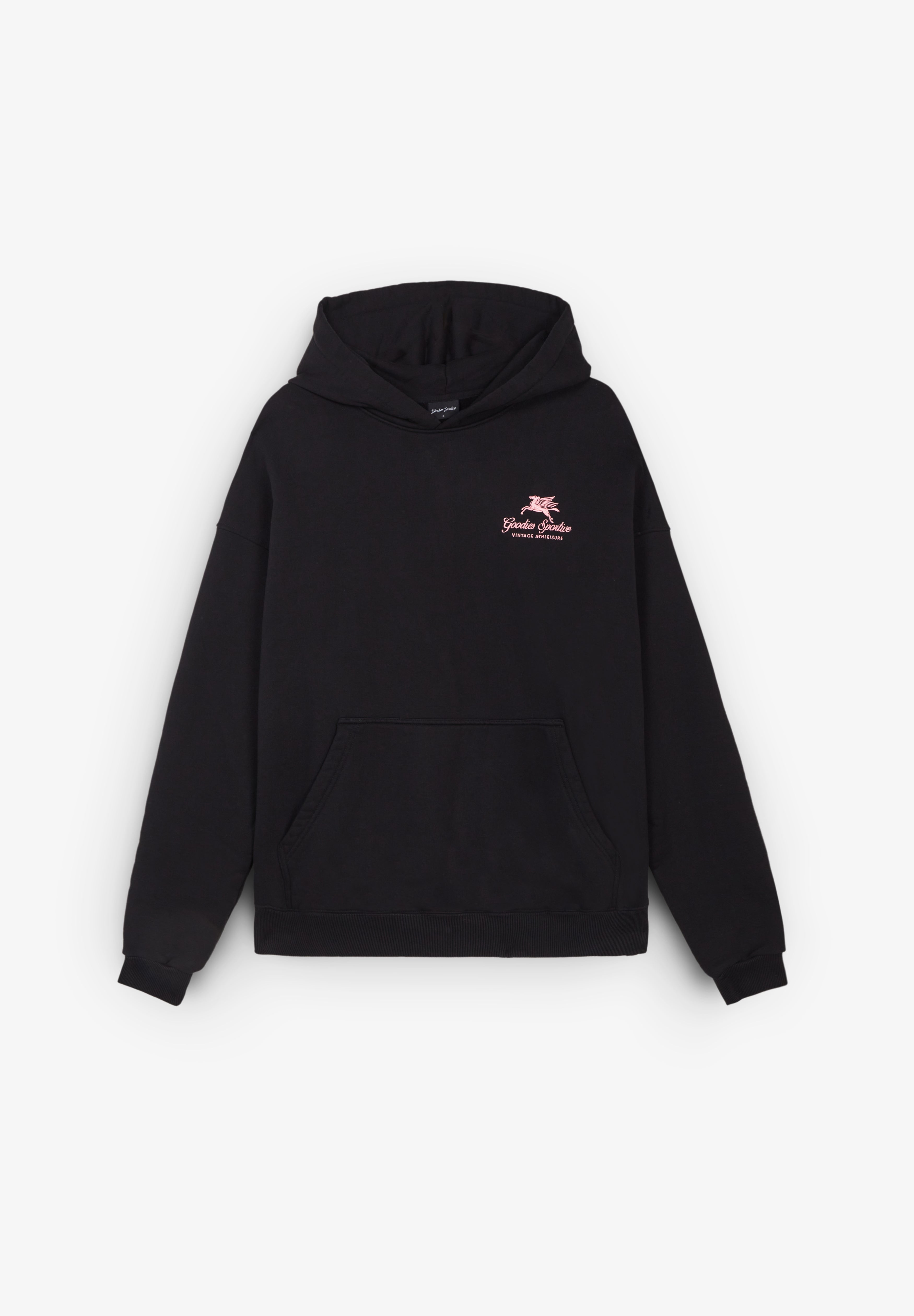 GOODIES SPORTIVE | PREMIUM BOXY HOODIE BLACK CONTRAST EMBROIDERY