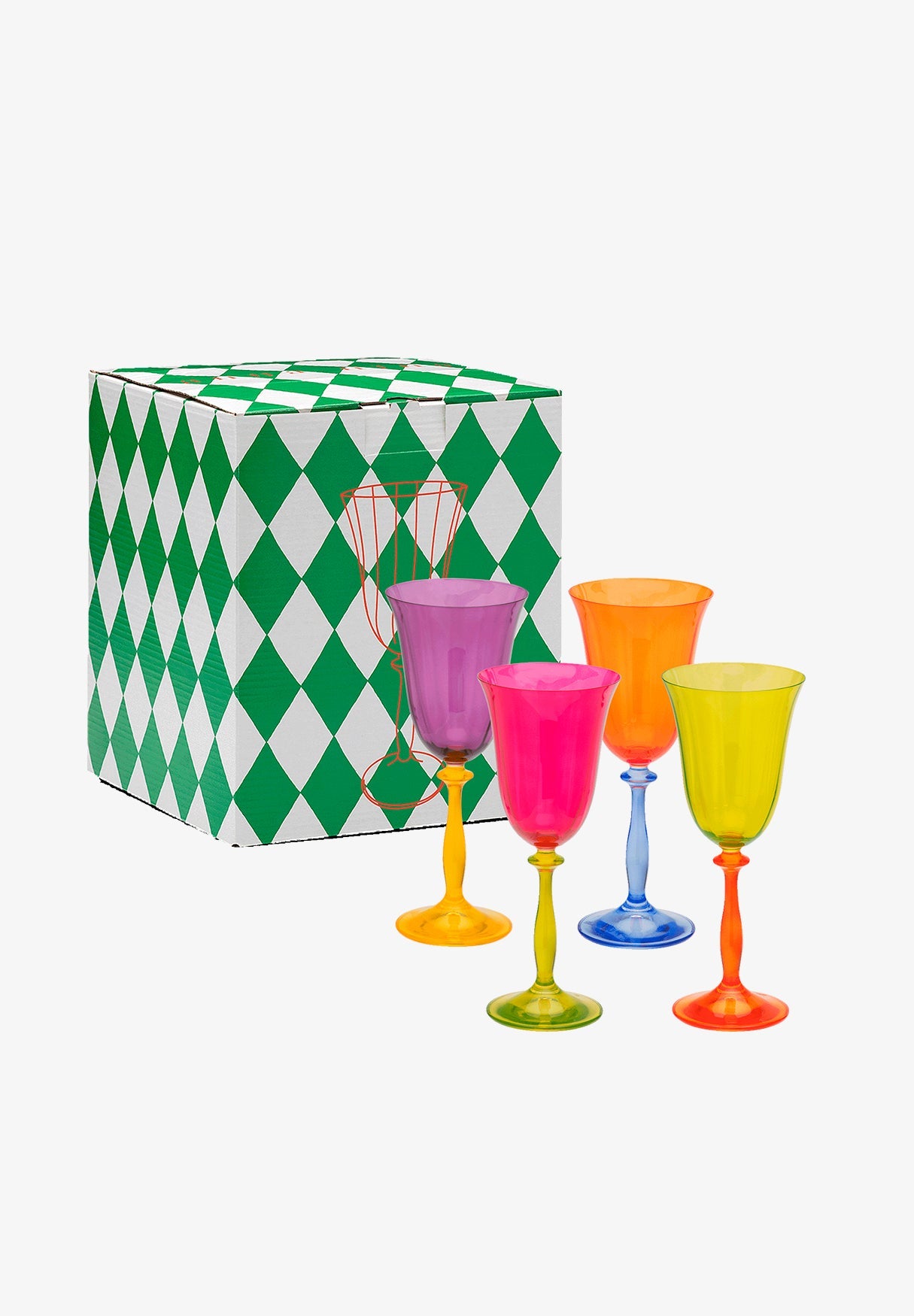 ANNA+NINA | MULTICOLOURED WINE GLASS SET OF 4