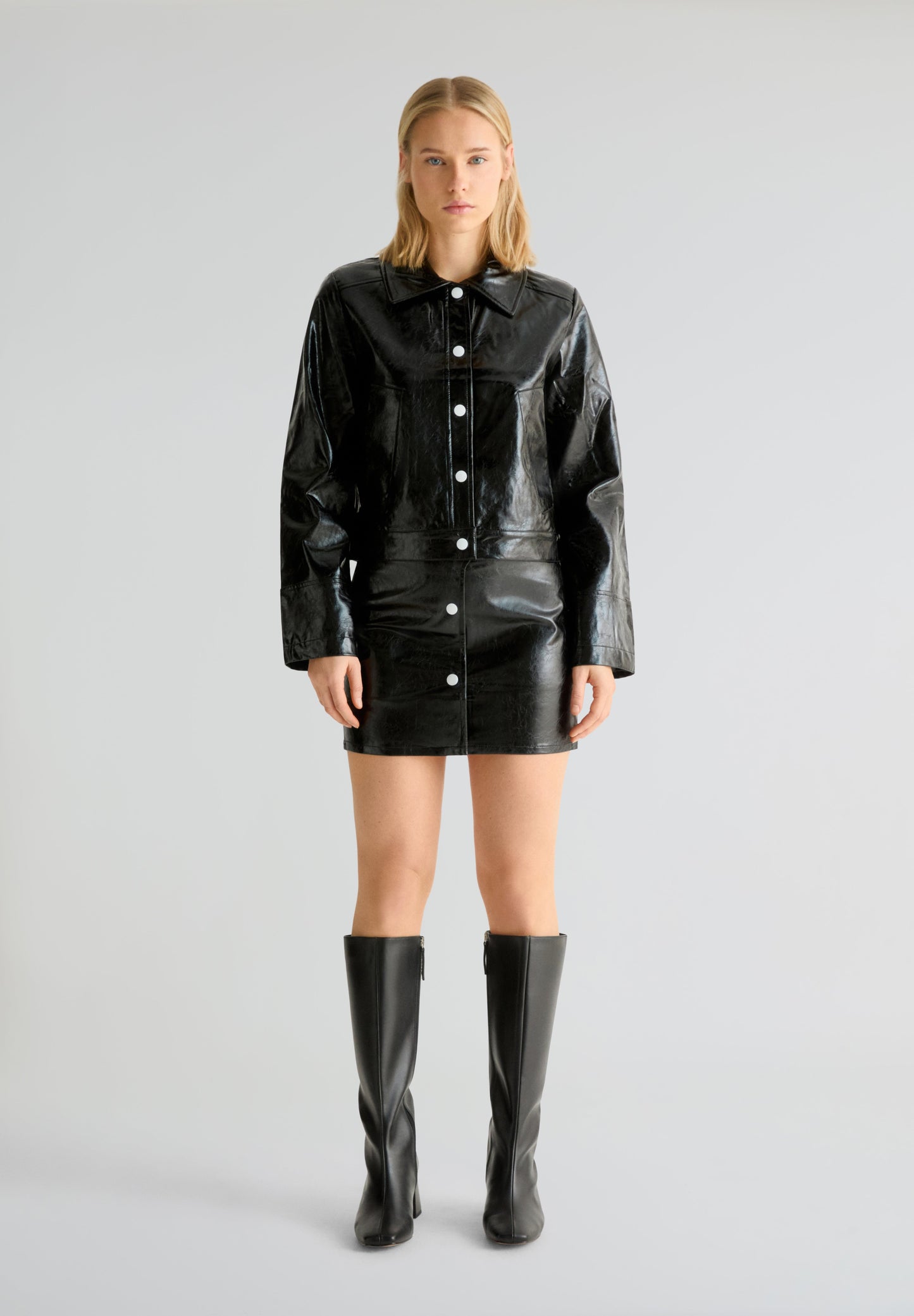 LAAGAM | CASACO LENA BLACK FAUX LEATHER JACKET