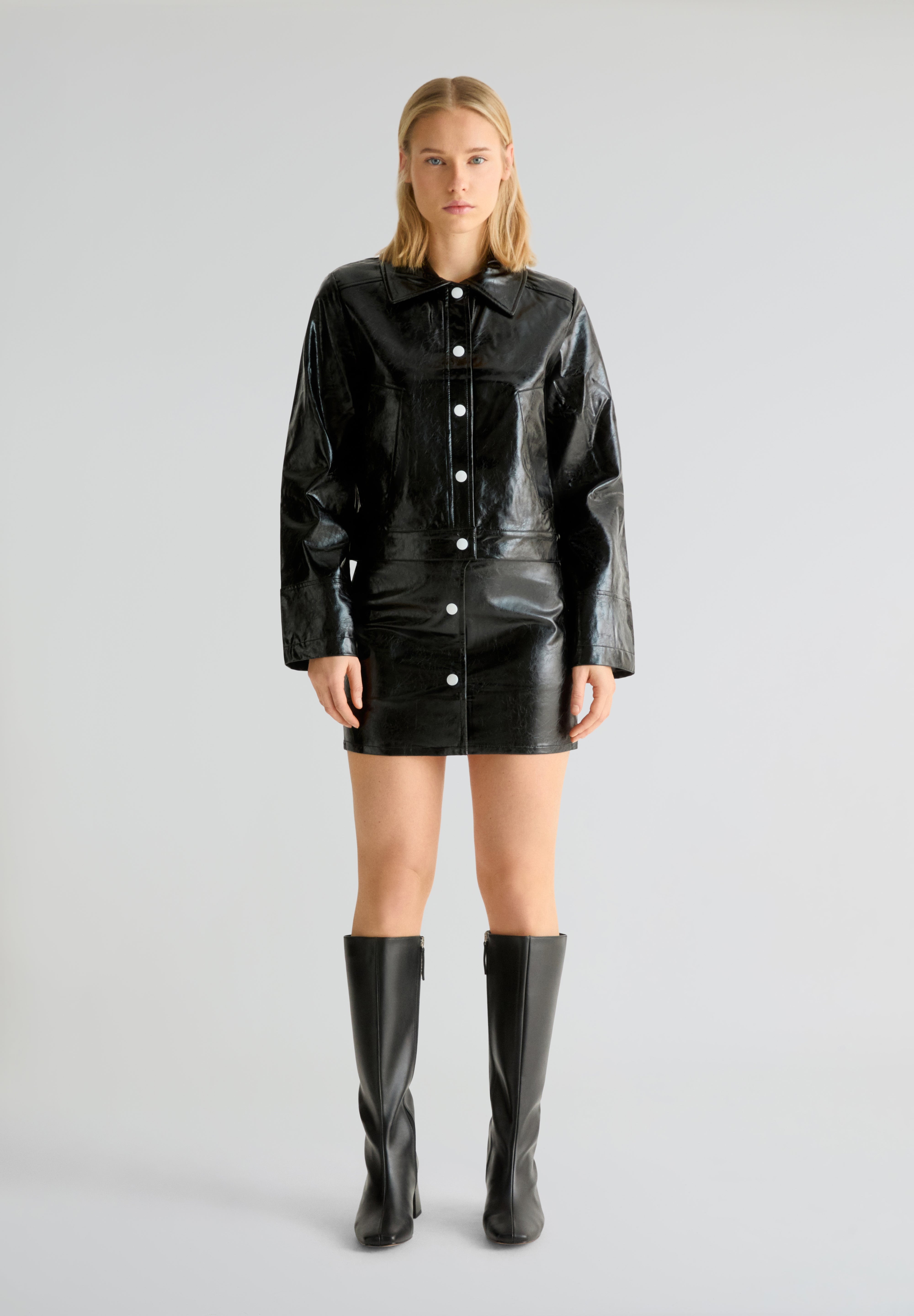 LAAGAM | CASACO LENA BLACK FAUX LEATHER JACKET