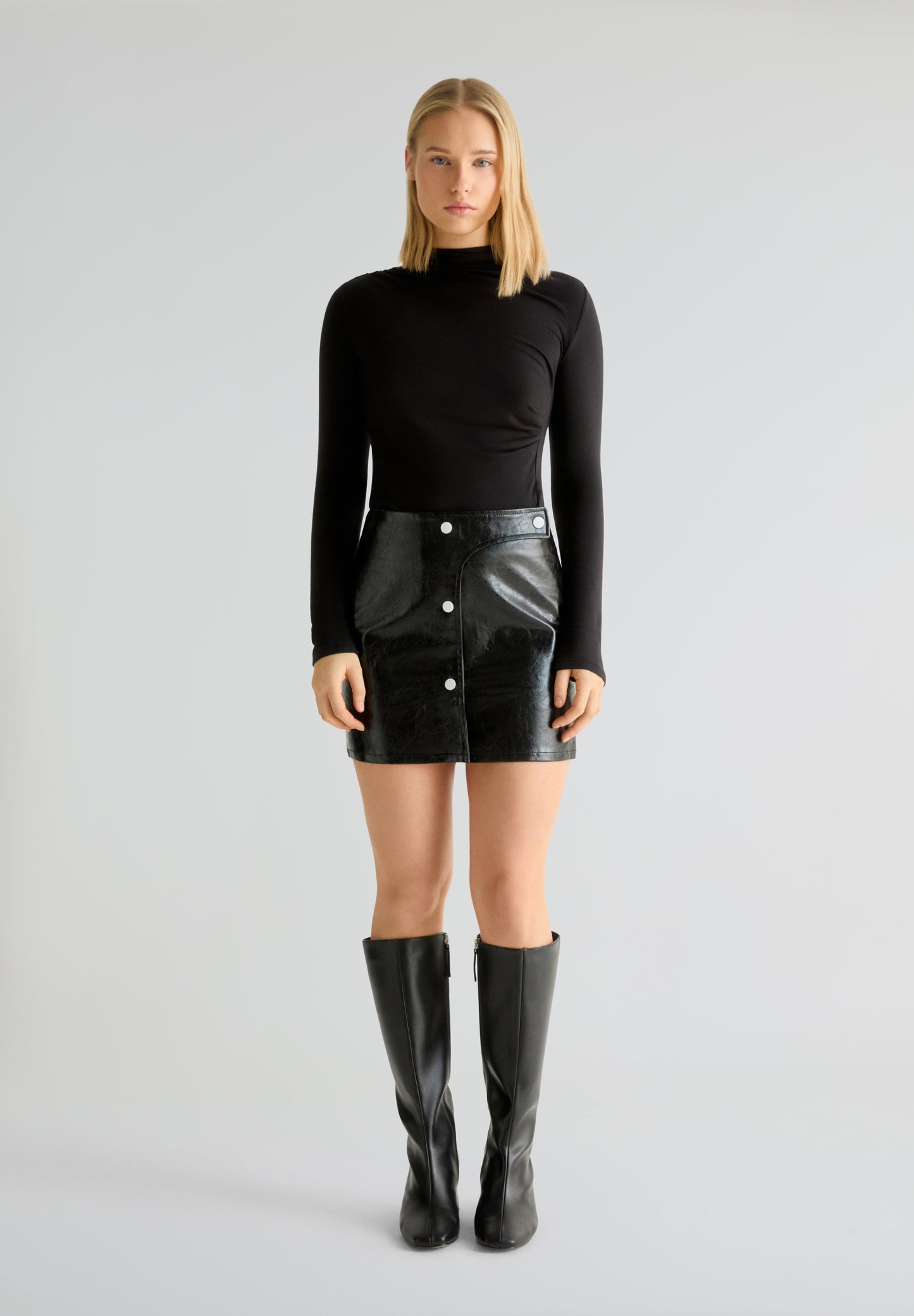 LAAGAM | LENA BLACK FAUX LEATHER SKIRT