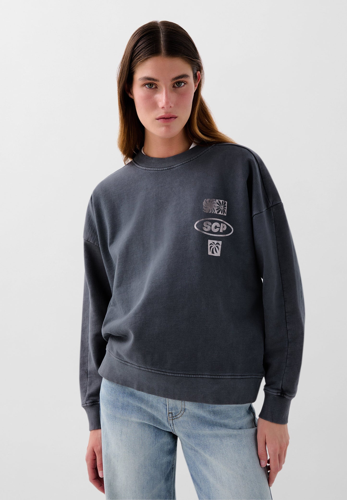 SWEATSHIRT DESBOTADA COM PADRÃO