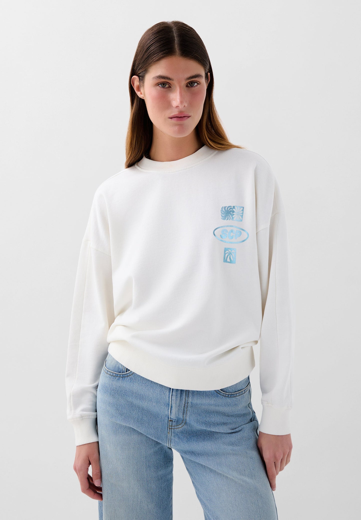 SWEATSHIRT DESBOTADA COM PADRÃO