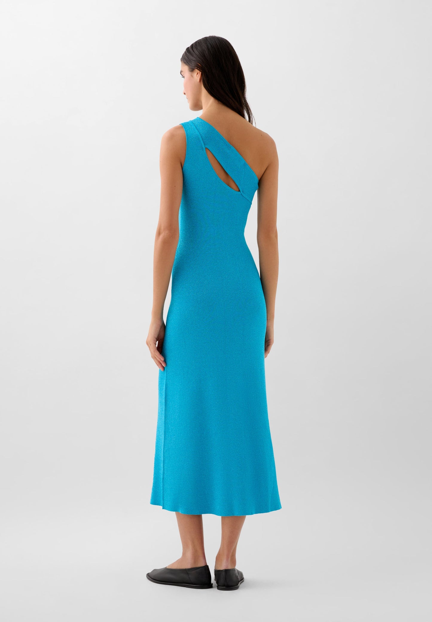 VESTIDO DE MALHA EM FIO METALIZADO BICOLOR