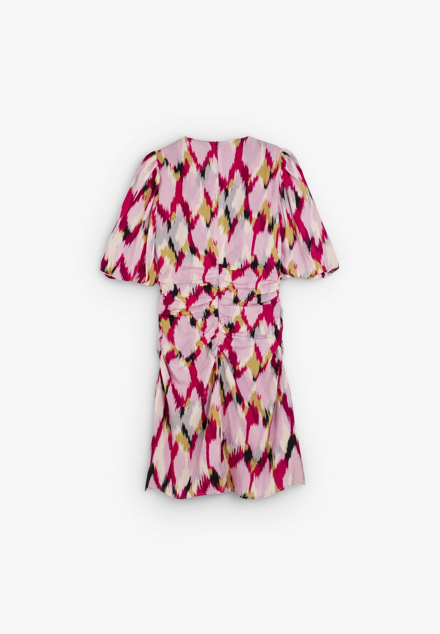 VESTIDO MINI COM PADRÃO E FRANZIDOS