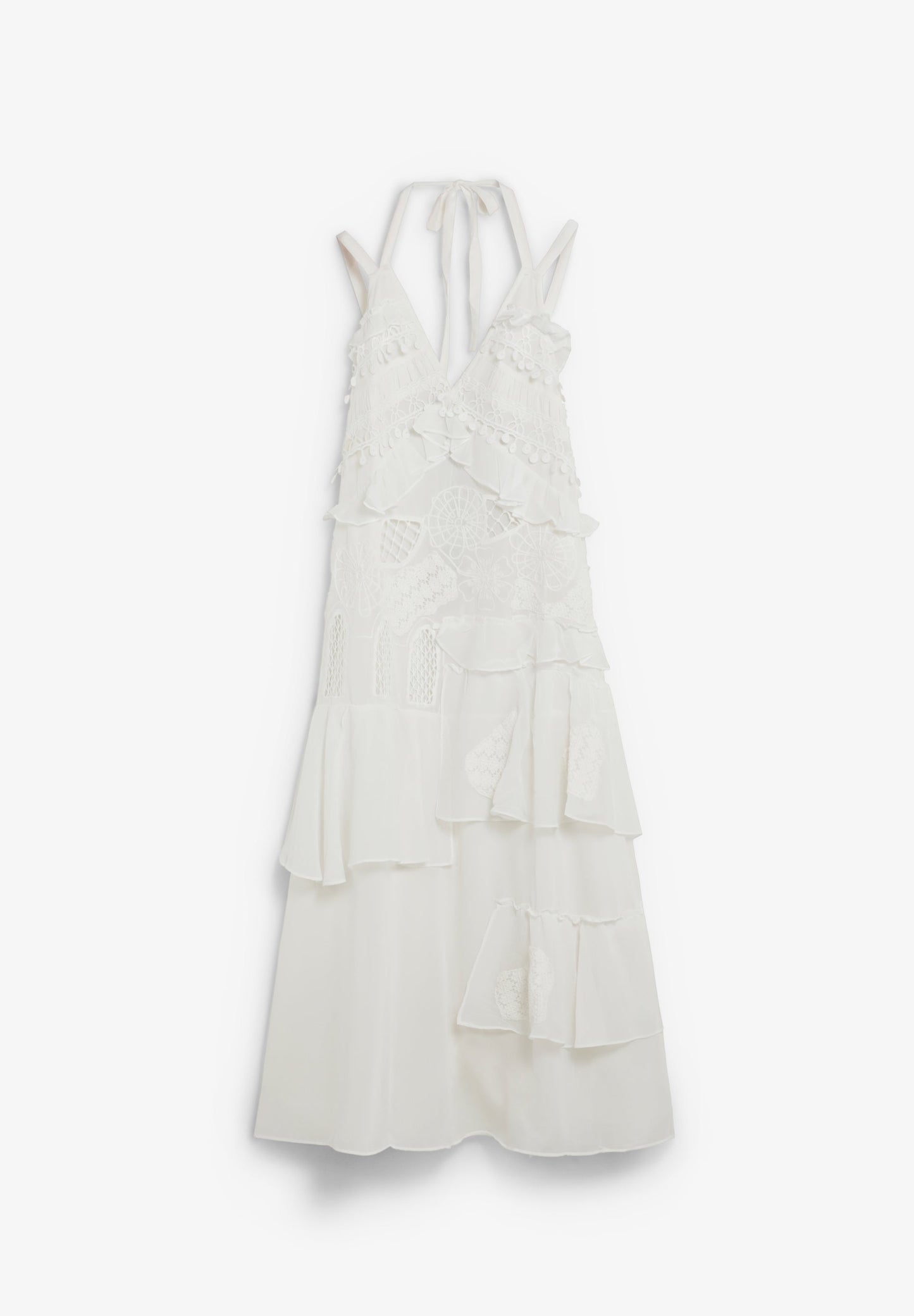 VESTIDO COM RENDA E FOLHOS