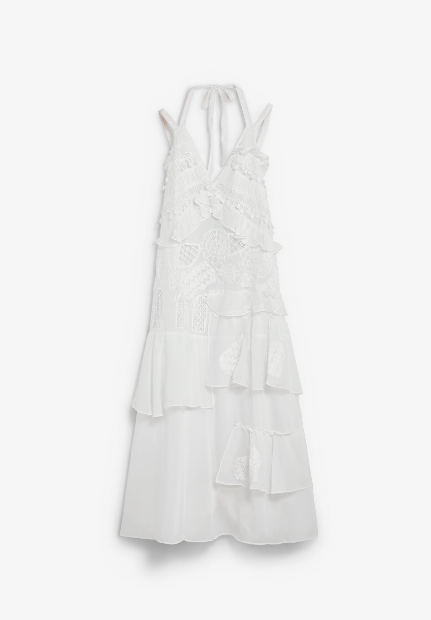 VESTIDO COM RENDA E FOLHOS