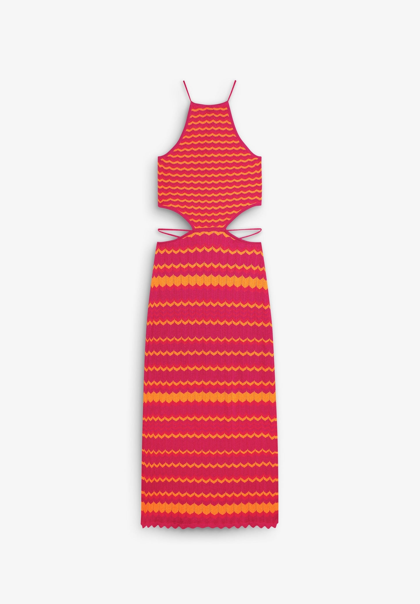 VESTIDO DE MALHA BICOLOR COM ABERTURAS