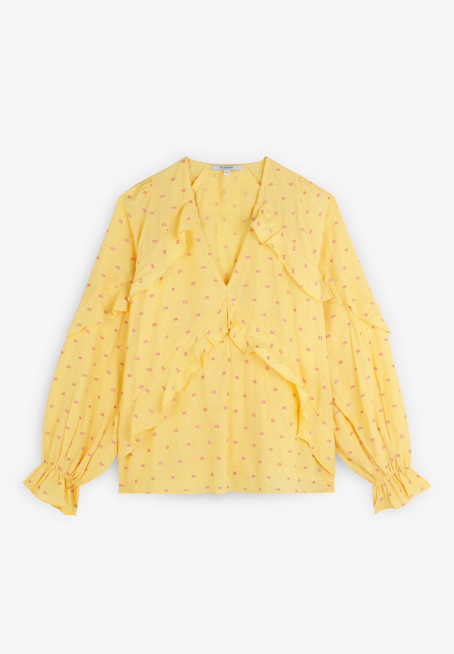 BLUSA COM FOLHOS E PORMENORES DE FIO METALIZADO