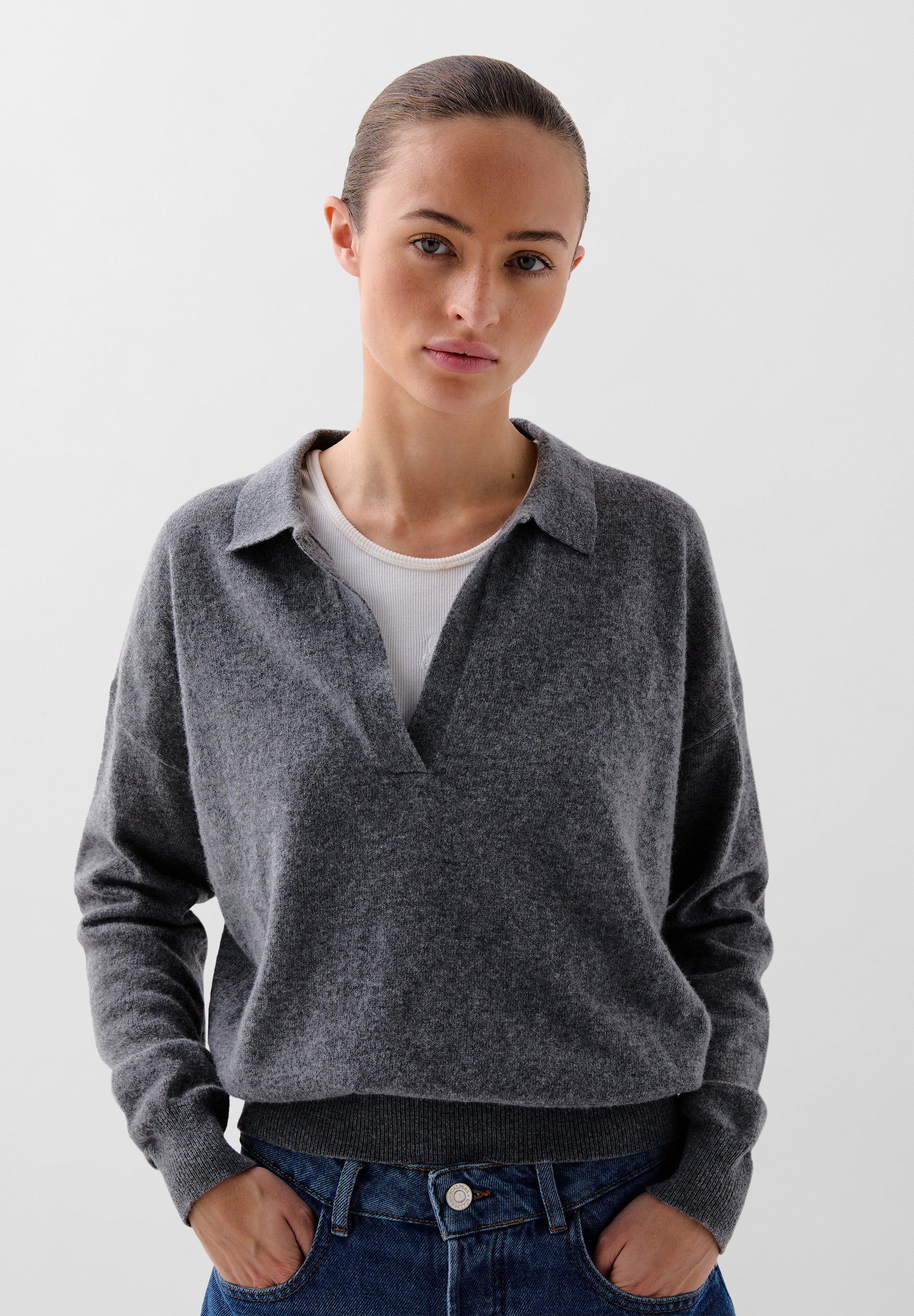 SWEATER ESTILO POLO EM LÃ