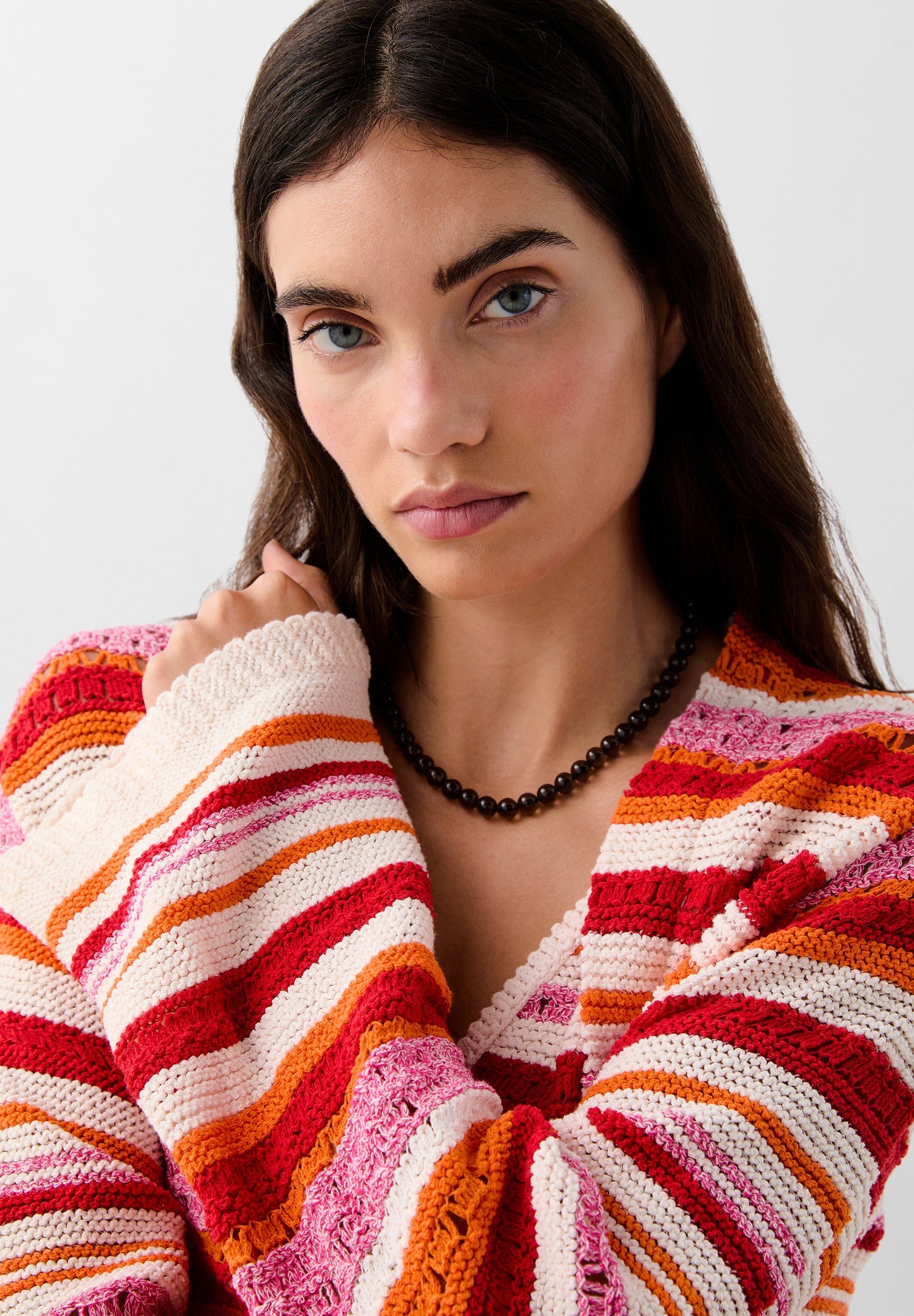 CARDIGAN EM CROCHET MULTICOLORIDO