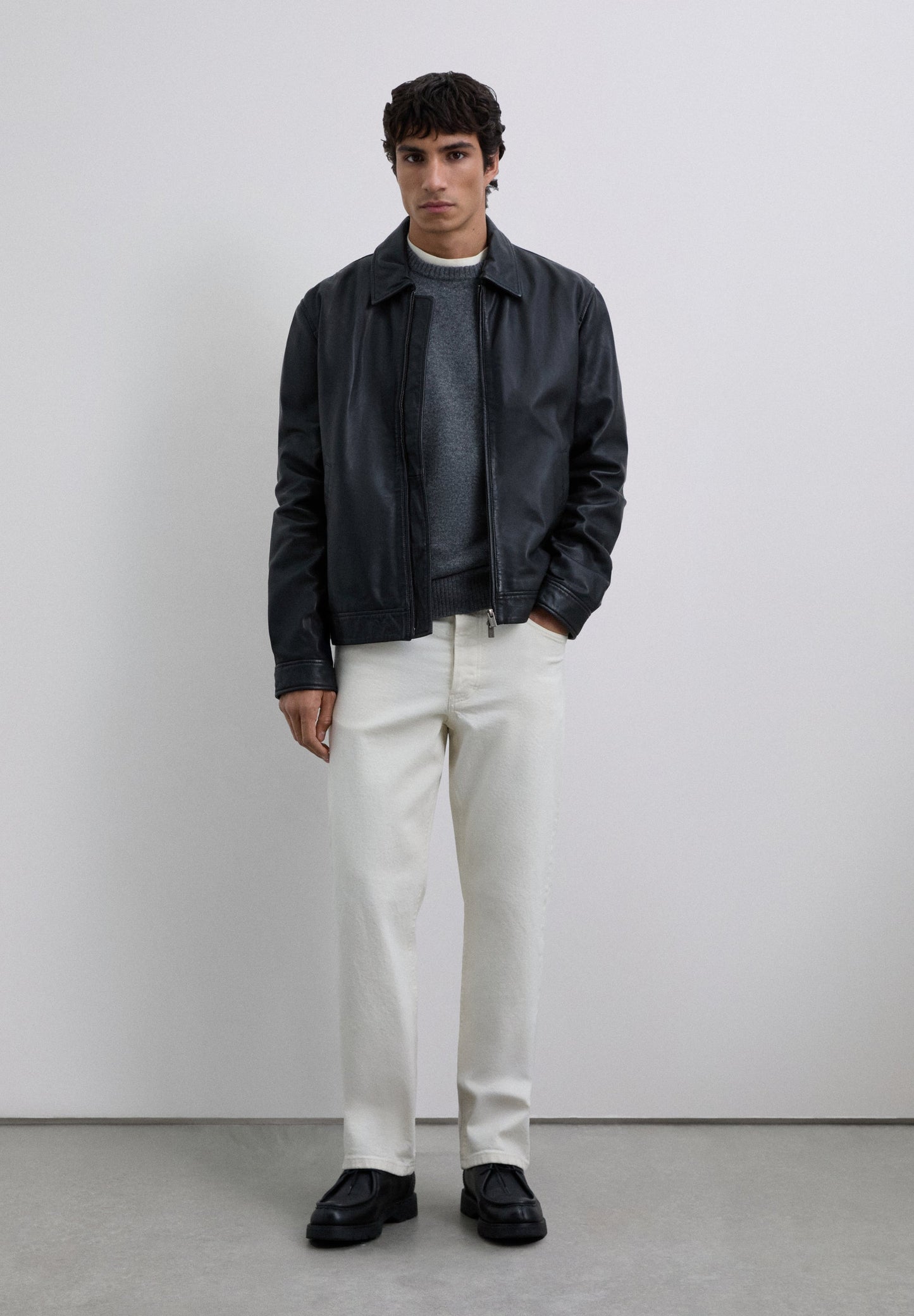 CARDIGAN DE PELE COM GOLA DE CAMISA