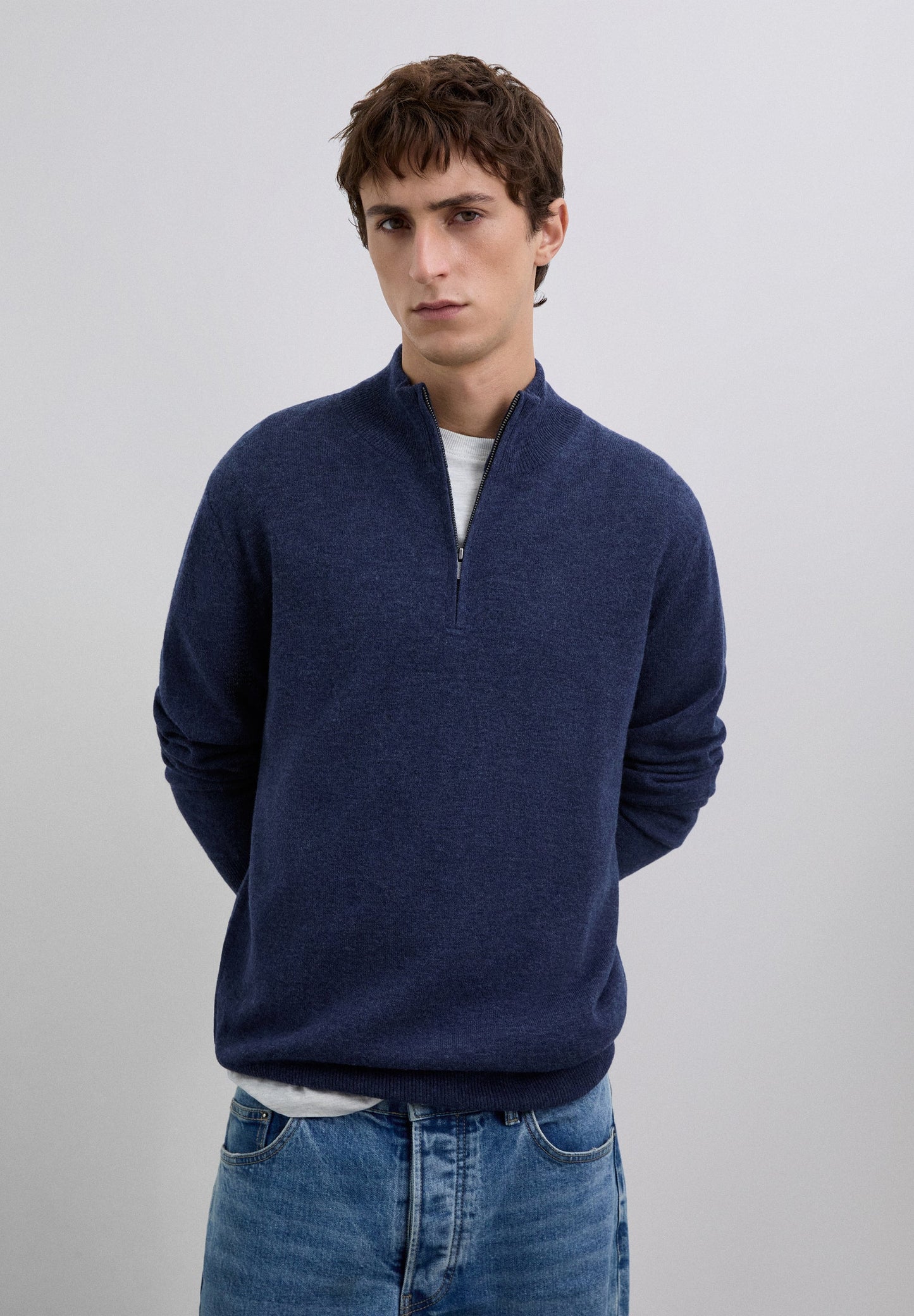 SWEATER DE LÃ COM ZIP E SKULL