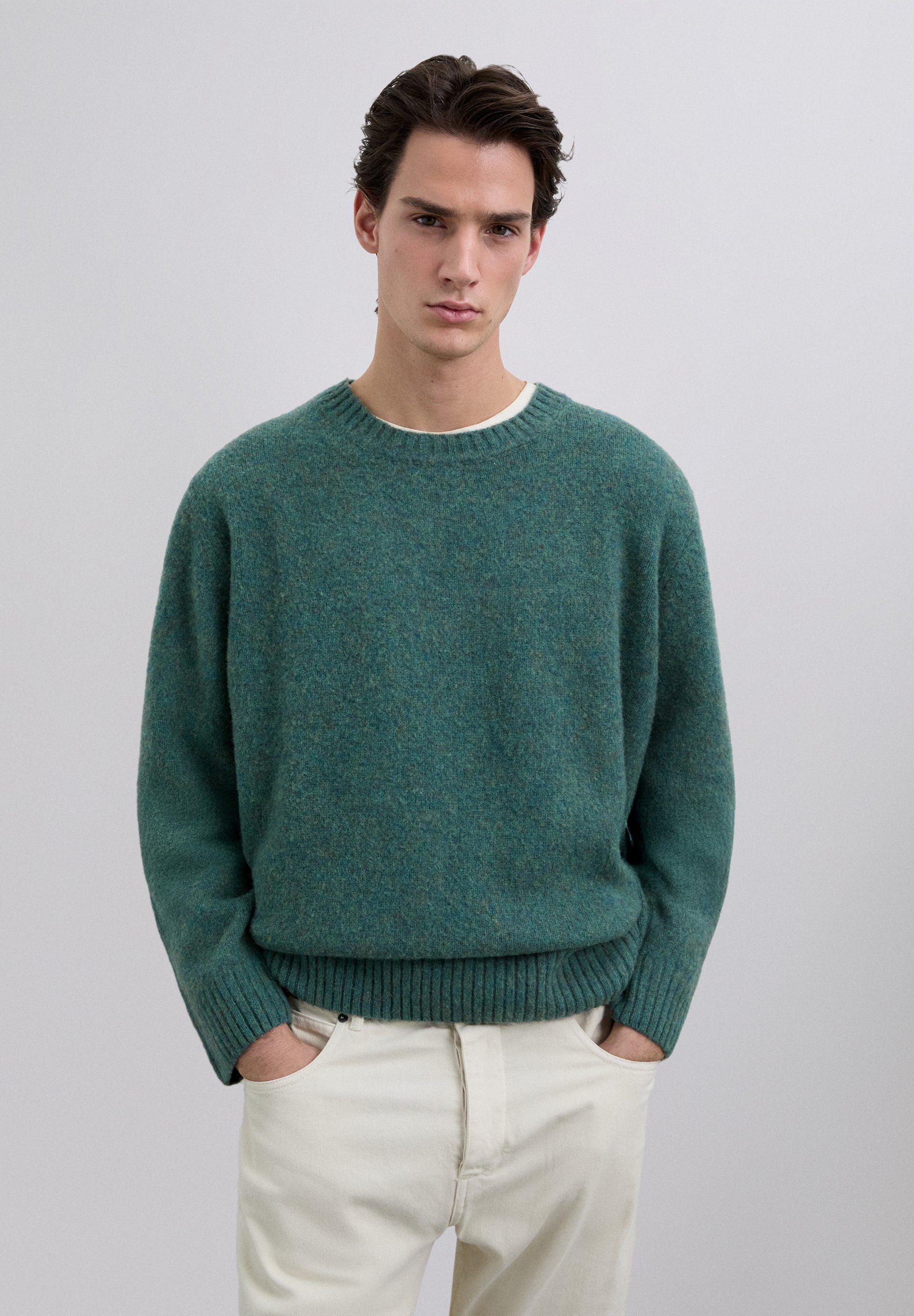 SWEATER DE LÃ COM EFEITO ESCOVADO