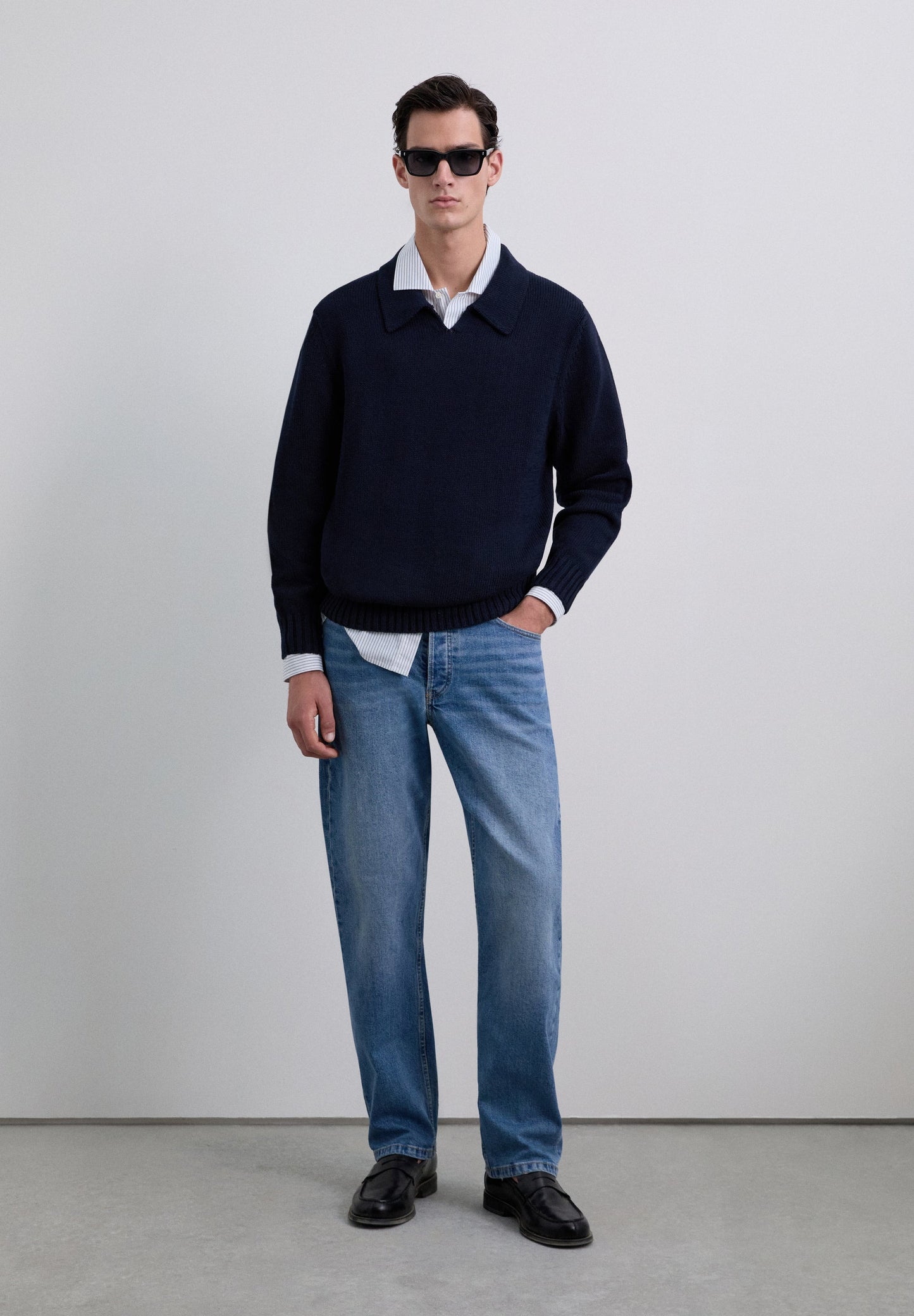 SWEATER CAMISA POLO EM MALHA DE ALGODÃO