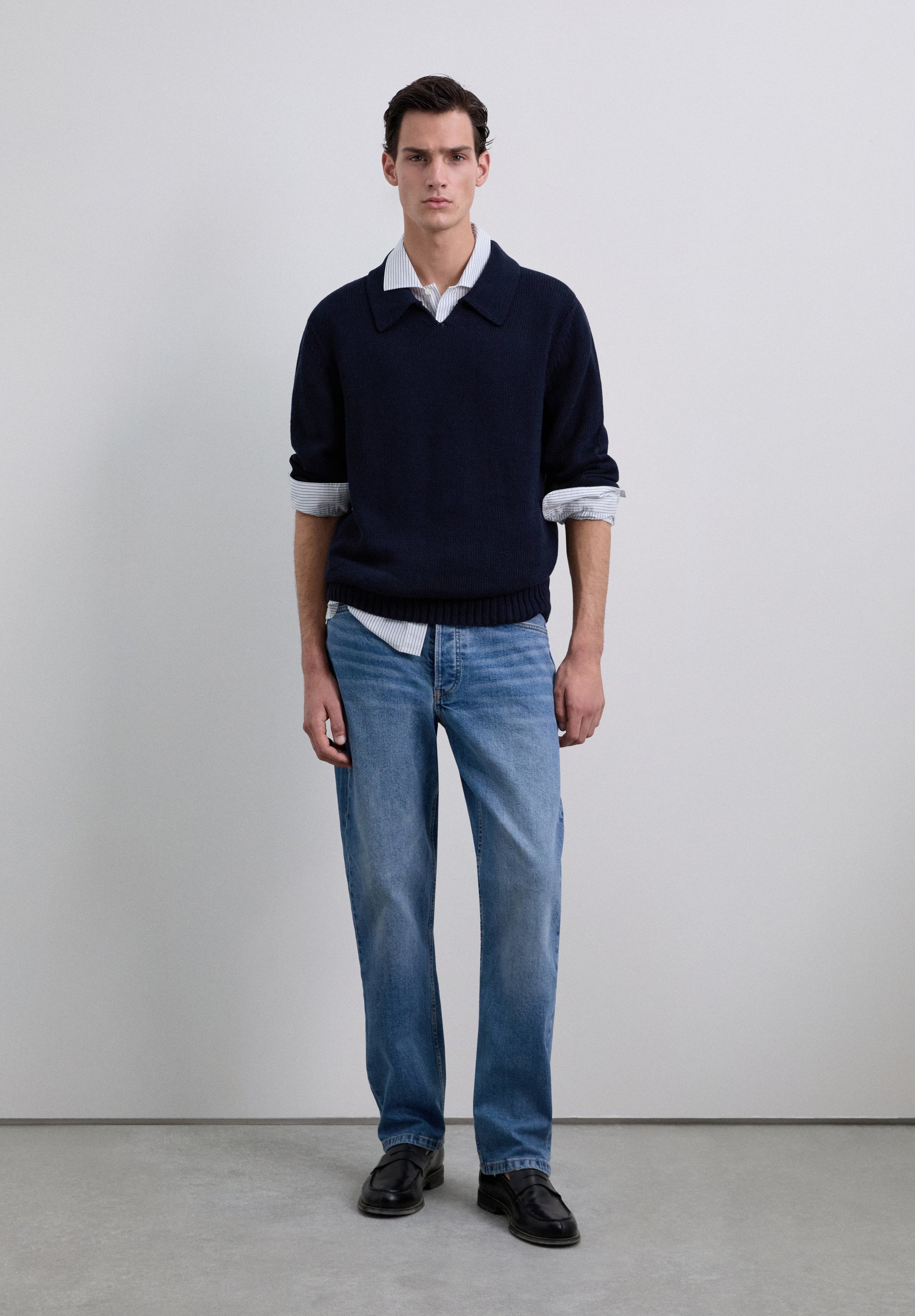 SWEATER CAMISA POLO EM MALHA DE ALGODÃO