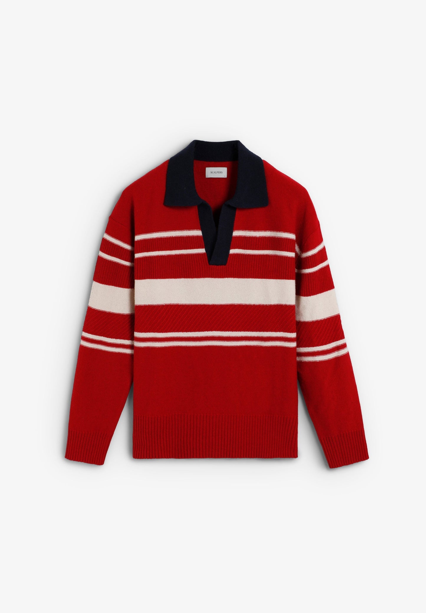 SWEATER DE LÃ TIPO CAMISA POLO ÀS RISCAS