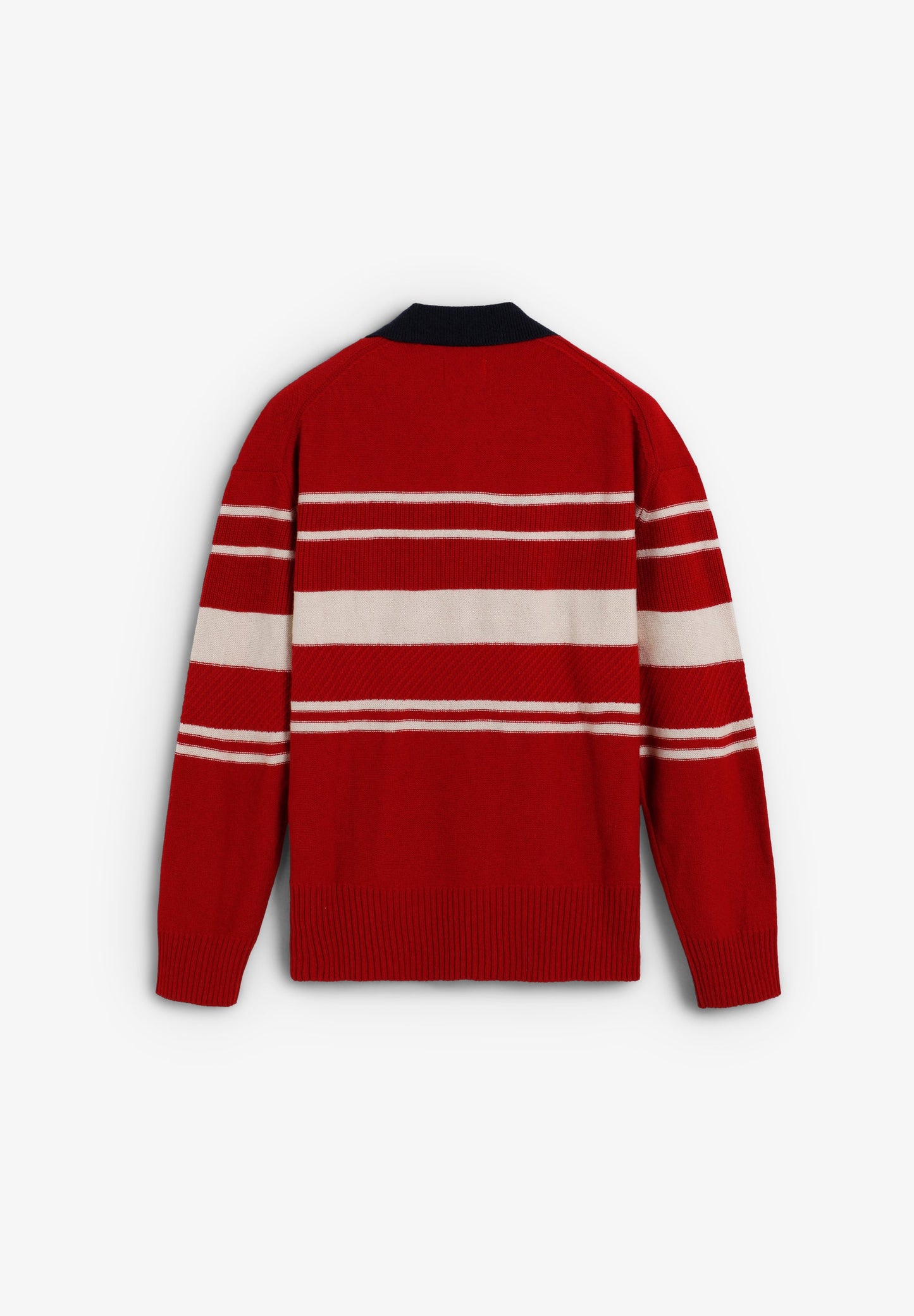 SWEATER DE LÃ TIPO CAMISA POLO ÀS RISCAS
