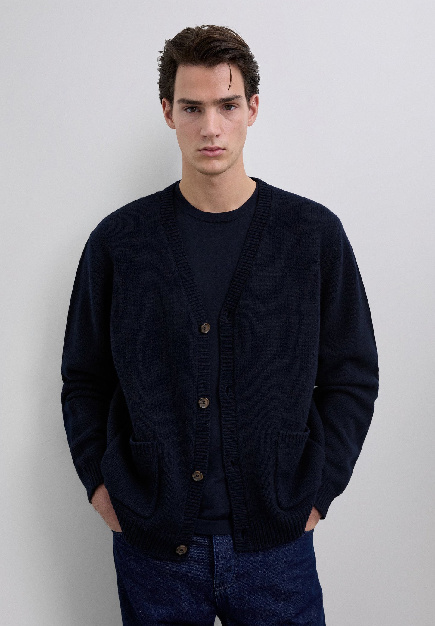 CARDIGAN DE LÃ TEXTURA DIAMANTE