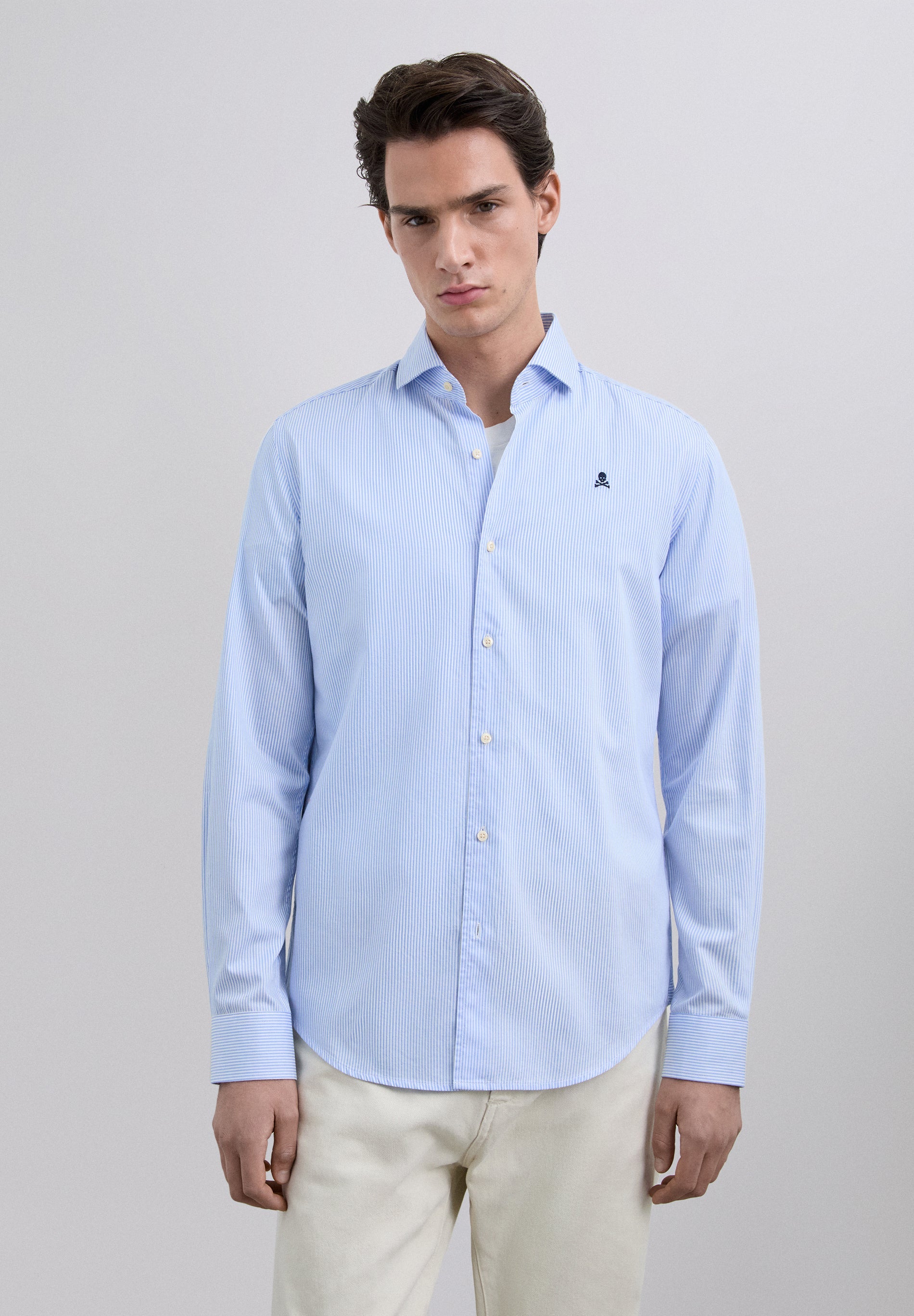 CAMISA ÀS RISCAS COM SKULL