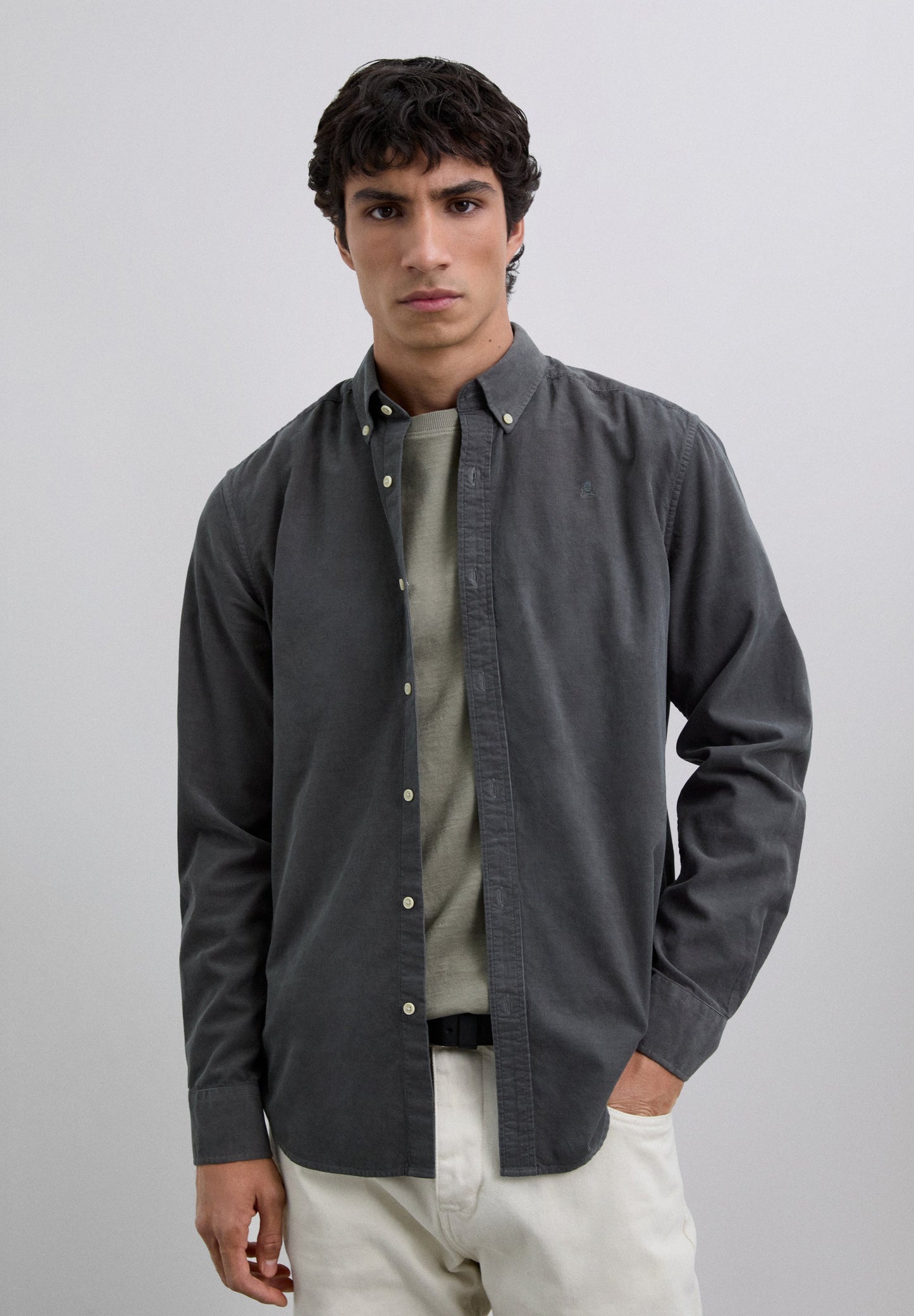 CAMISA BOMBAZINA FINA COM SKULL