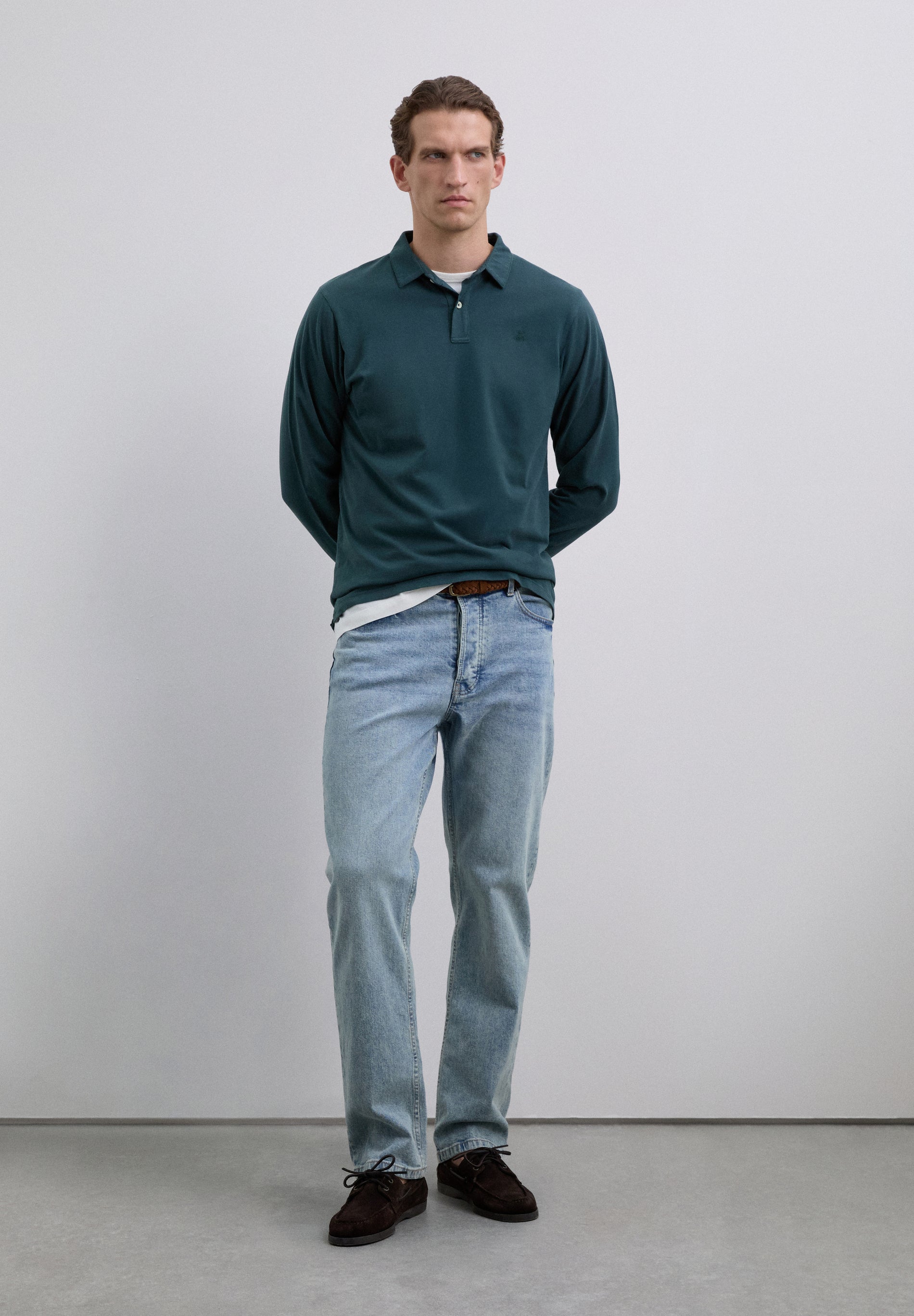 CAMISA POLO DE MANGA COMPRIDA COM LOGÓTIPO