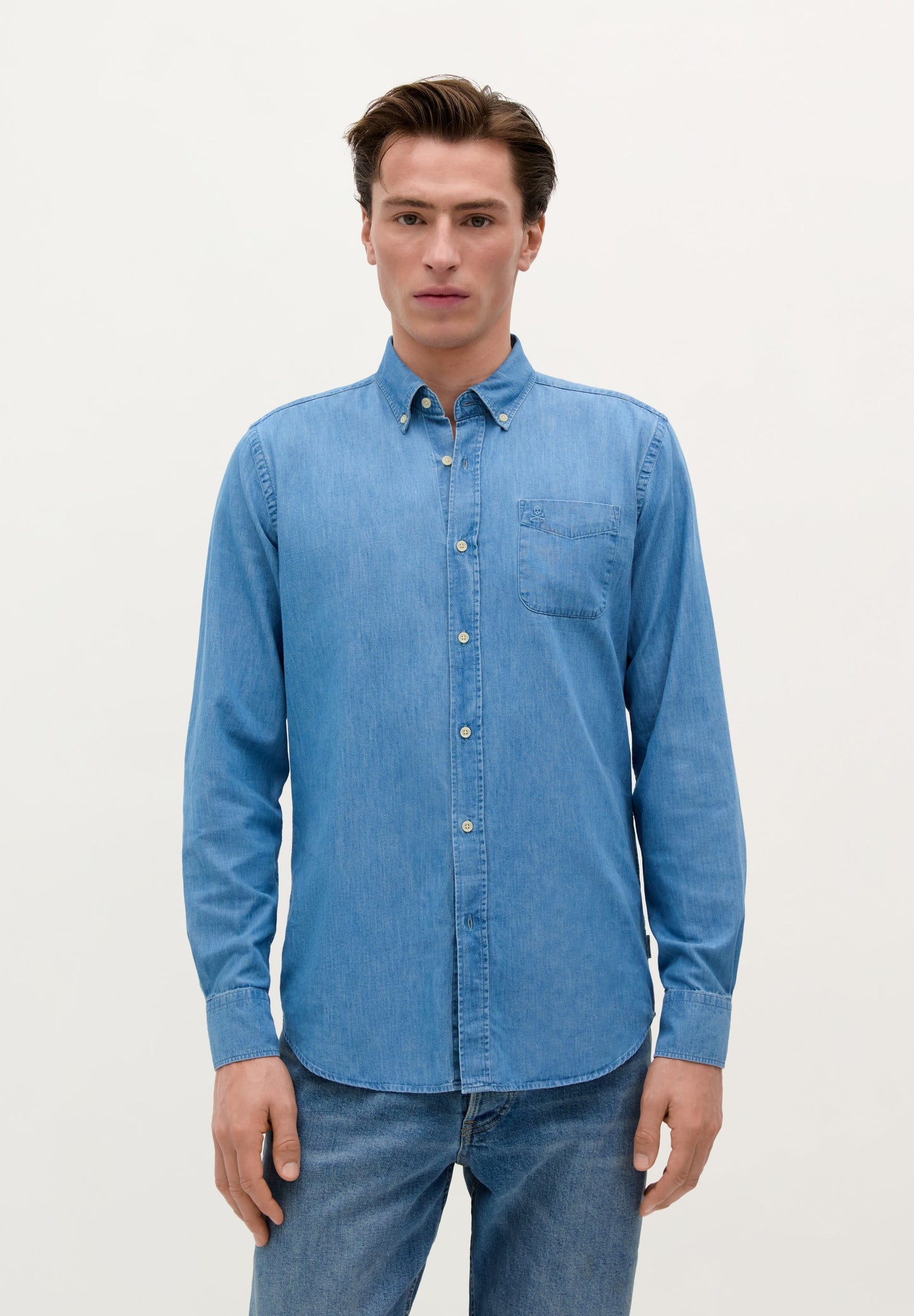 CAMISA DENIM EM ALGODÃO