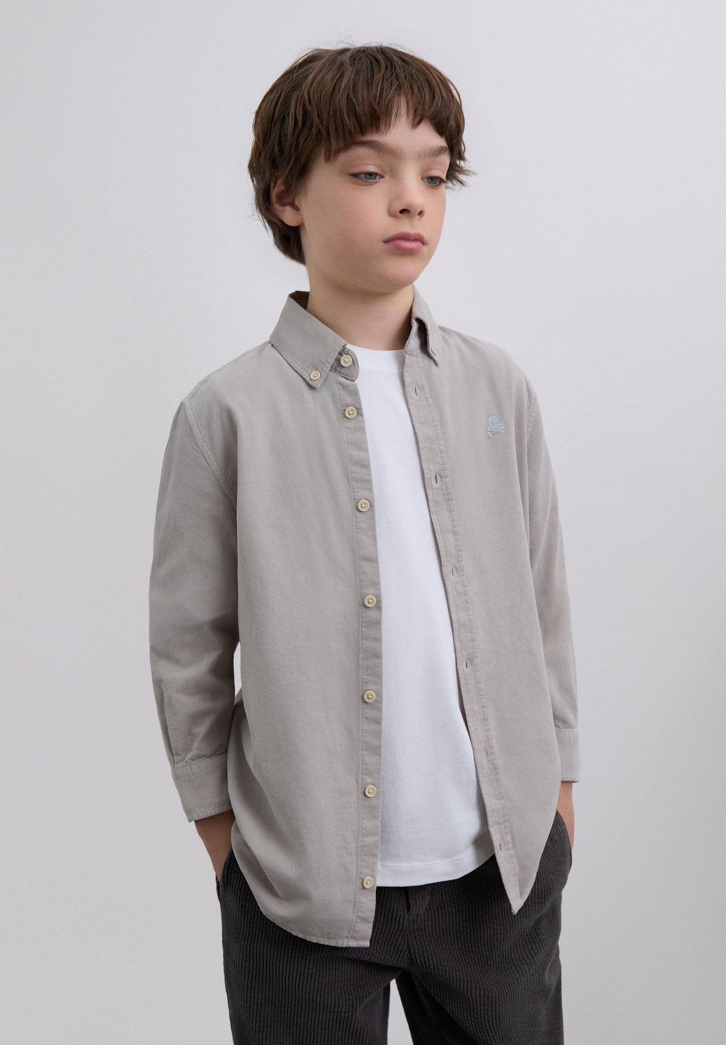 CAMISA SKULL MICRO-BOMBAZINA BORDADA