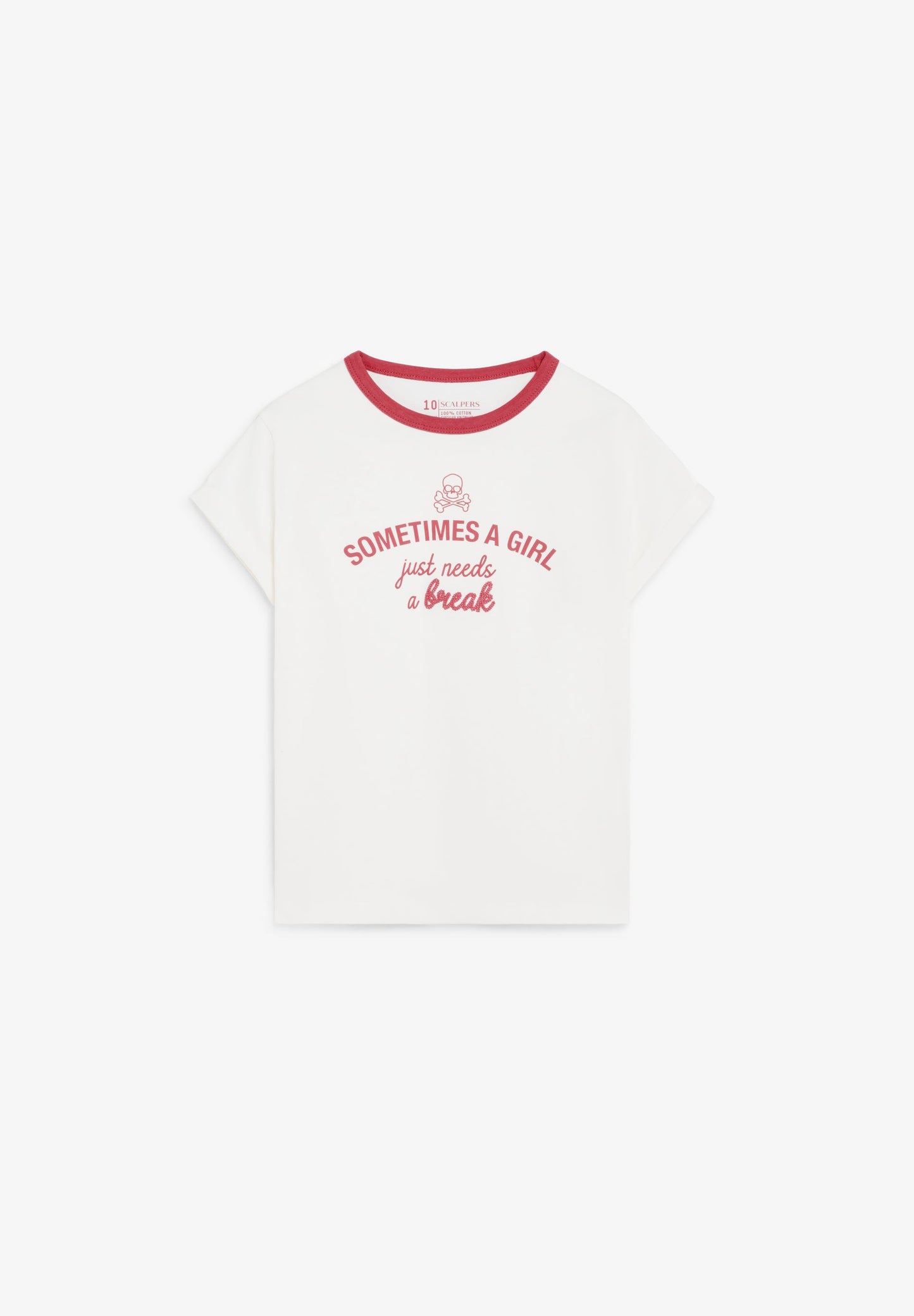T-SHIRT COM PADRÃO E GOLA EM CONTRASTE