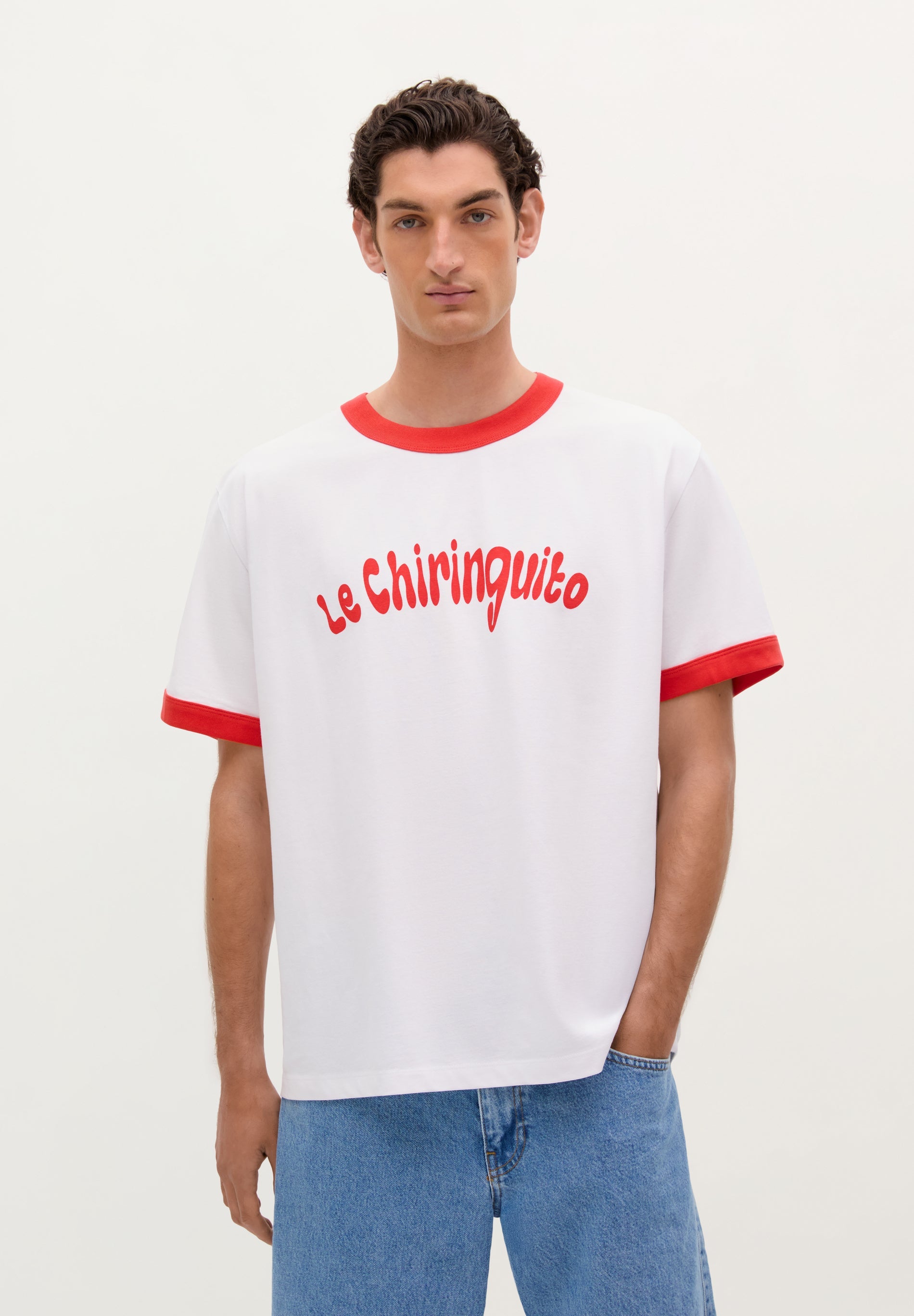 T-SHIRT COM PADRÃO FRONTAL CONTRASTANTE | LE CHIRINGUITO