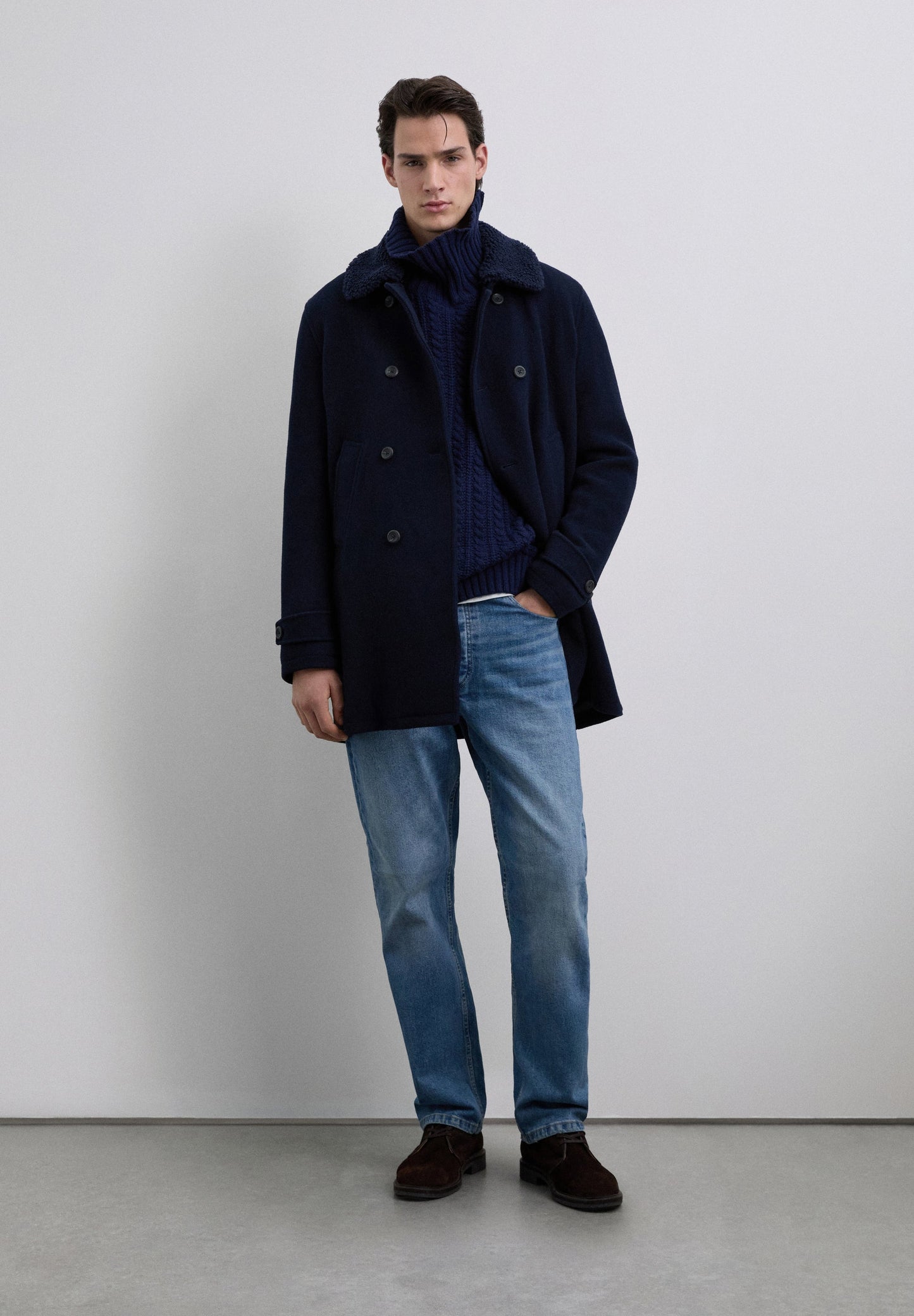 CASACO ABOTOADO CRUZADO DE LÃ