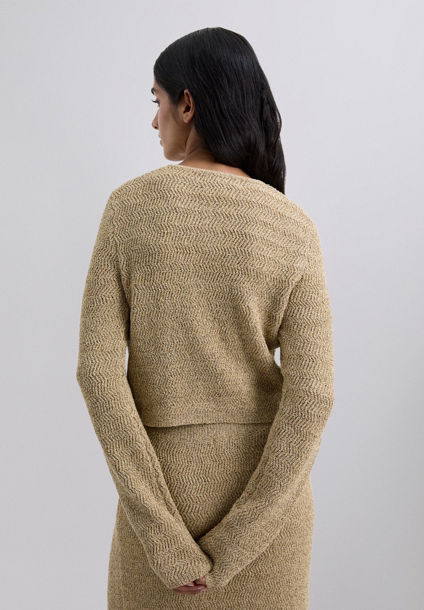 CARDIGAN DE MALHA COM CONTRASTE