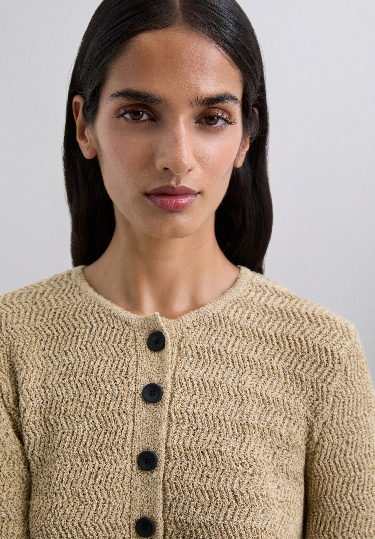 CARDIGAN DE MALHA COM CONTRASTE