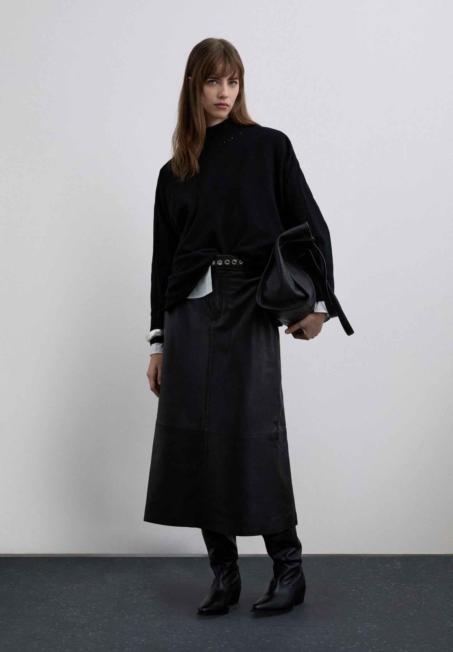 SWEATER DE GOLA ALTA EM MISTURA DE LÃ