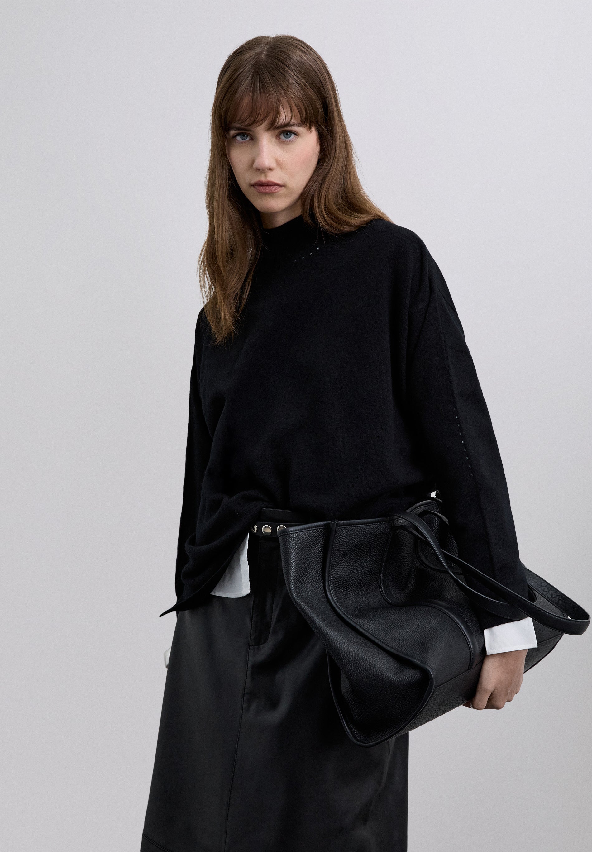 SWEATER DE GOLA ALTA EM MISTURA DE LÃ