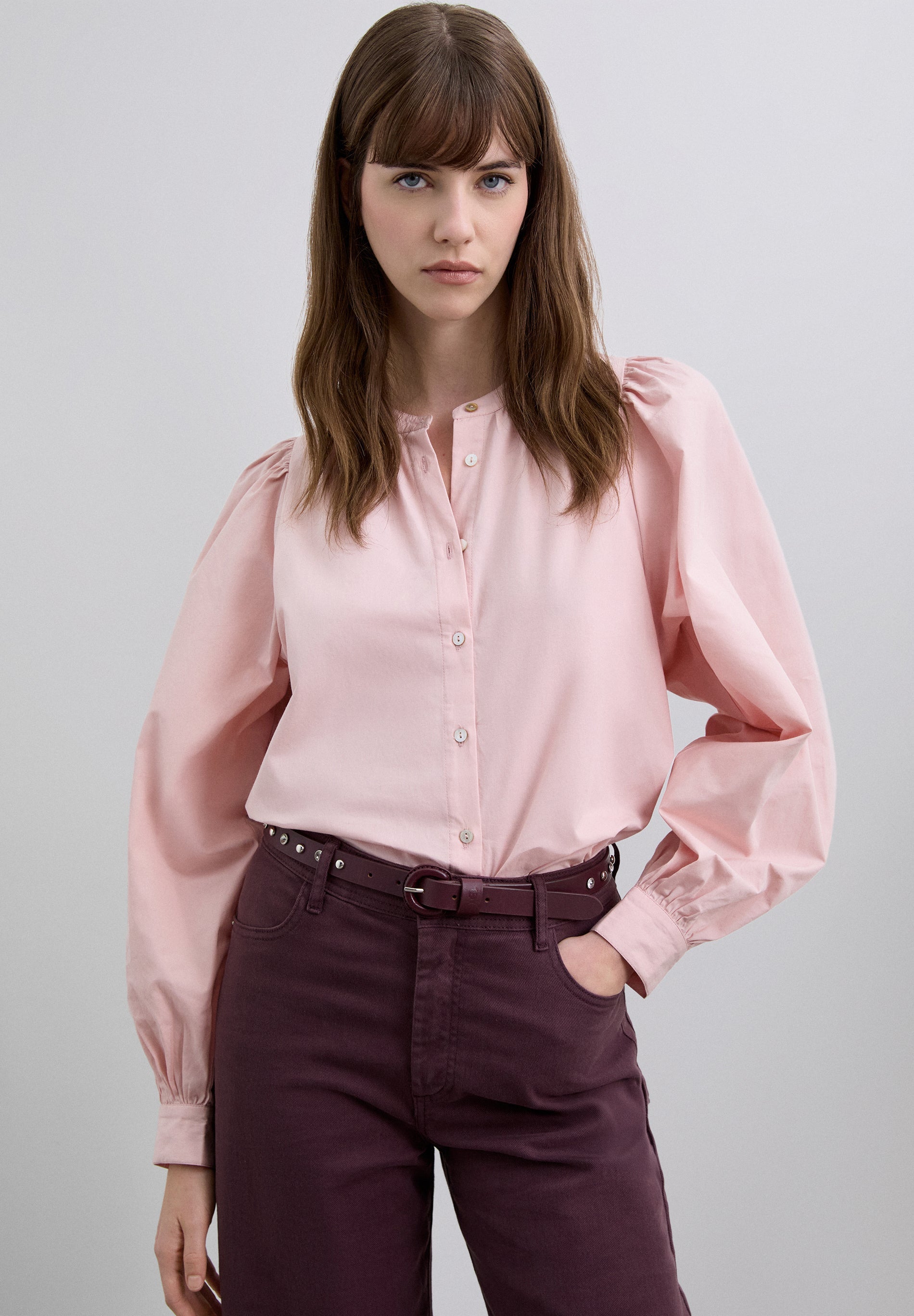 CAMISA POPELINA MANGA ABALONADA