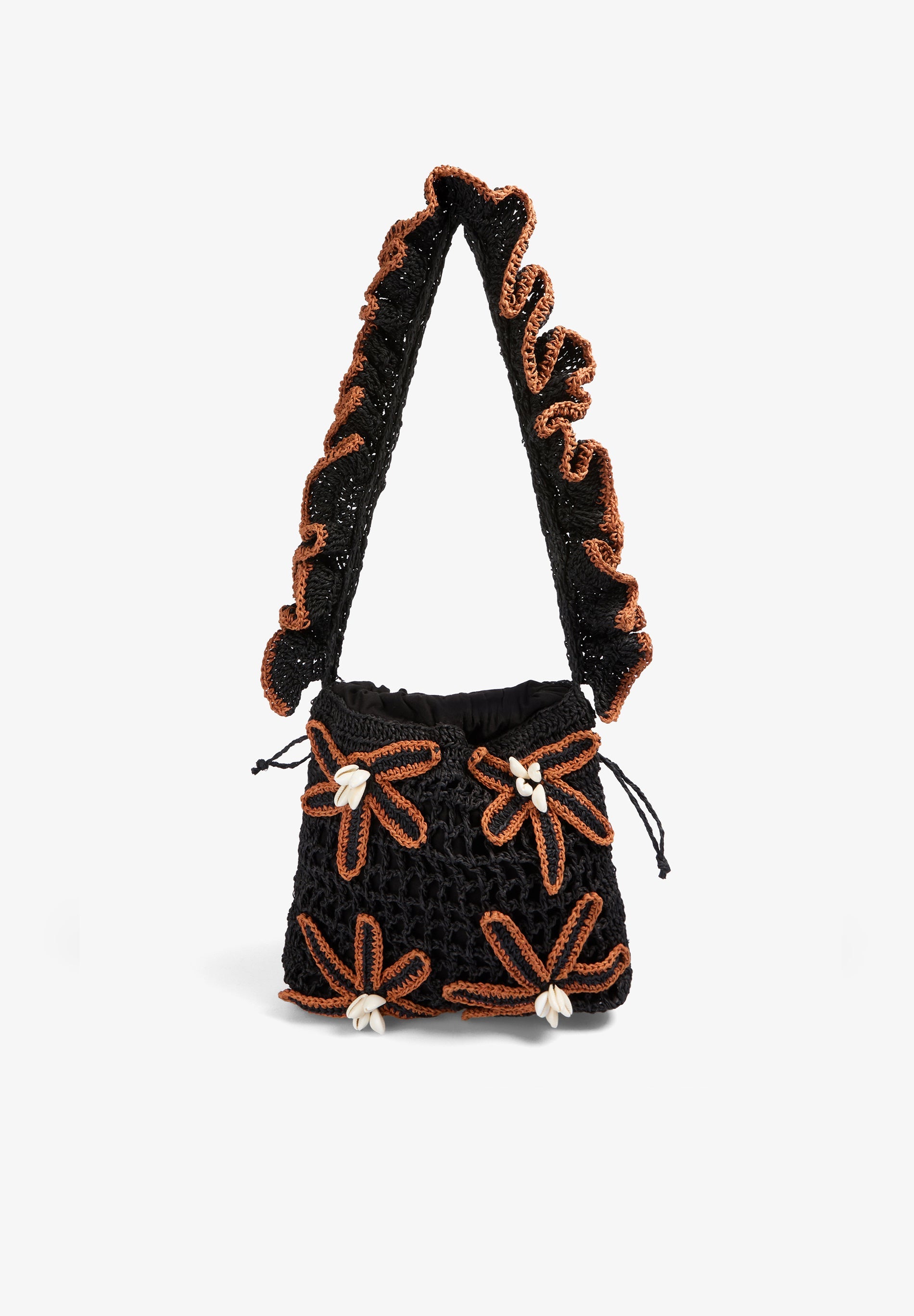 BOLSA DE RÁFIA COM FLORES EM CONTRASTE