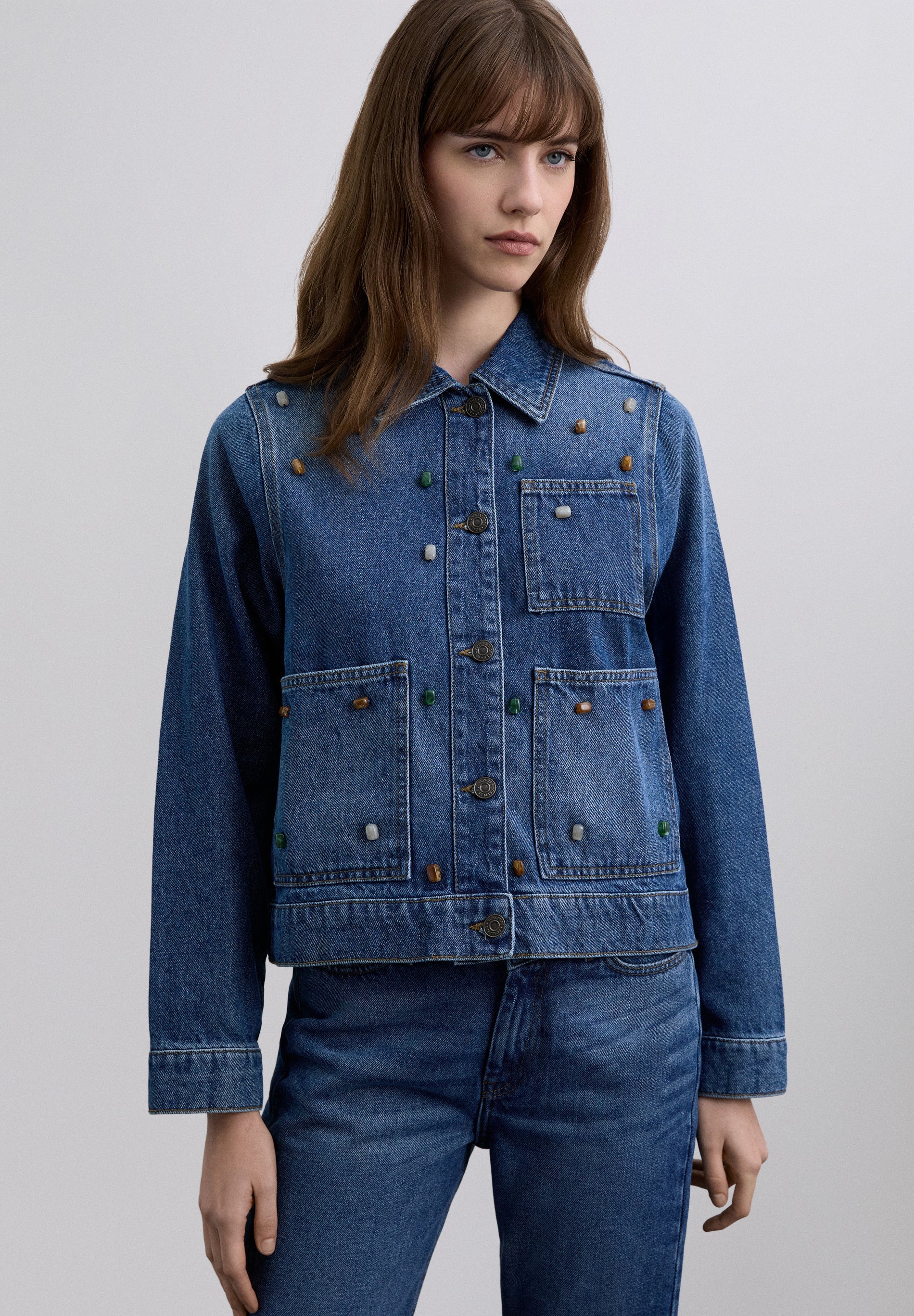 CARDIGAN JEANS COM MISSANGAS