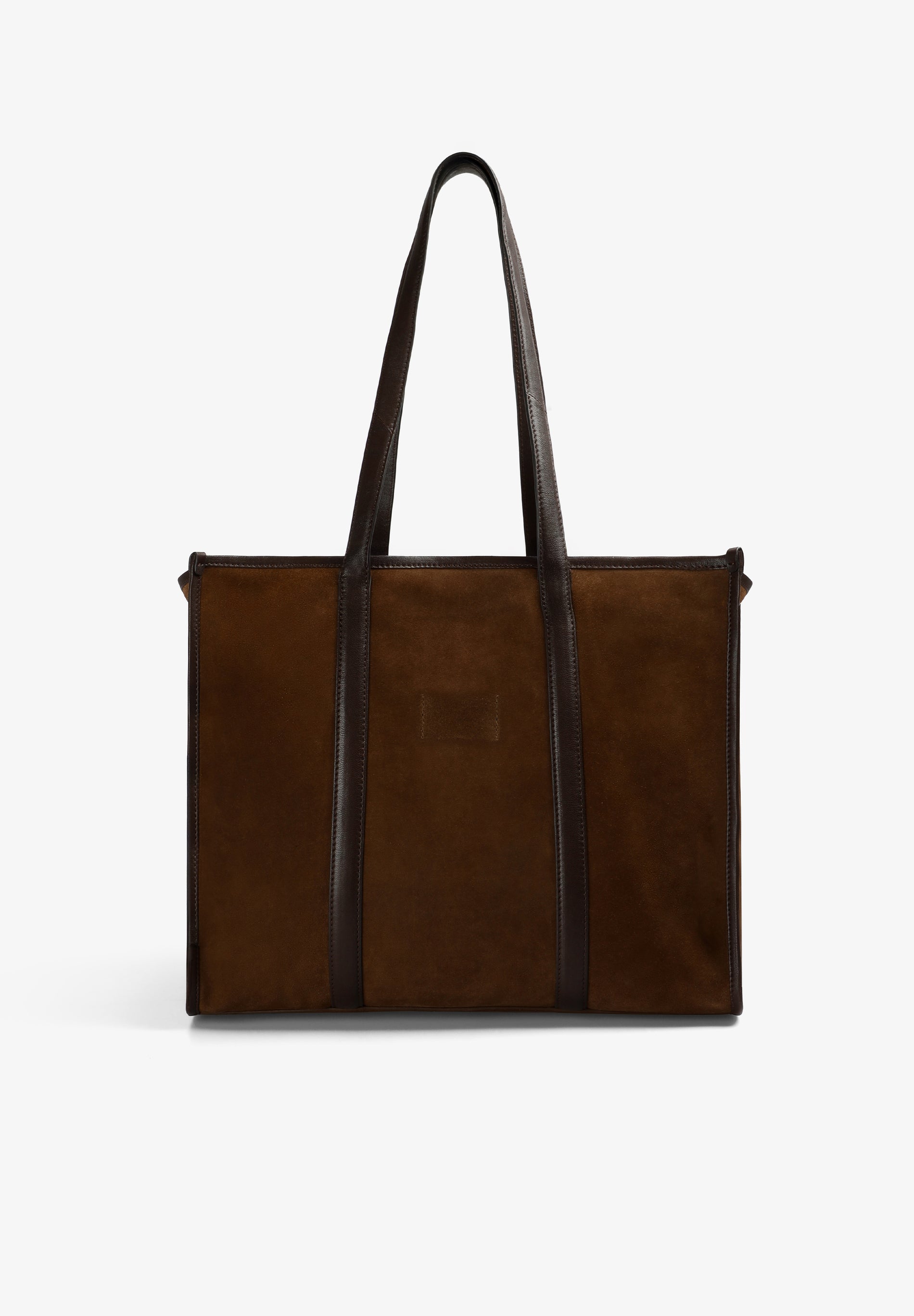 BOLSA SHOPPER DE CAMURÇA EM CONTRASTE