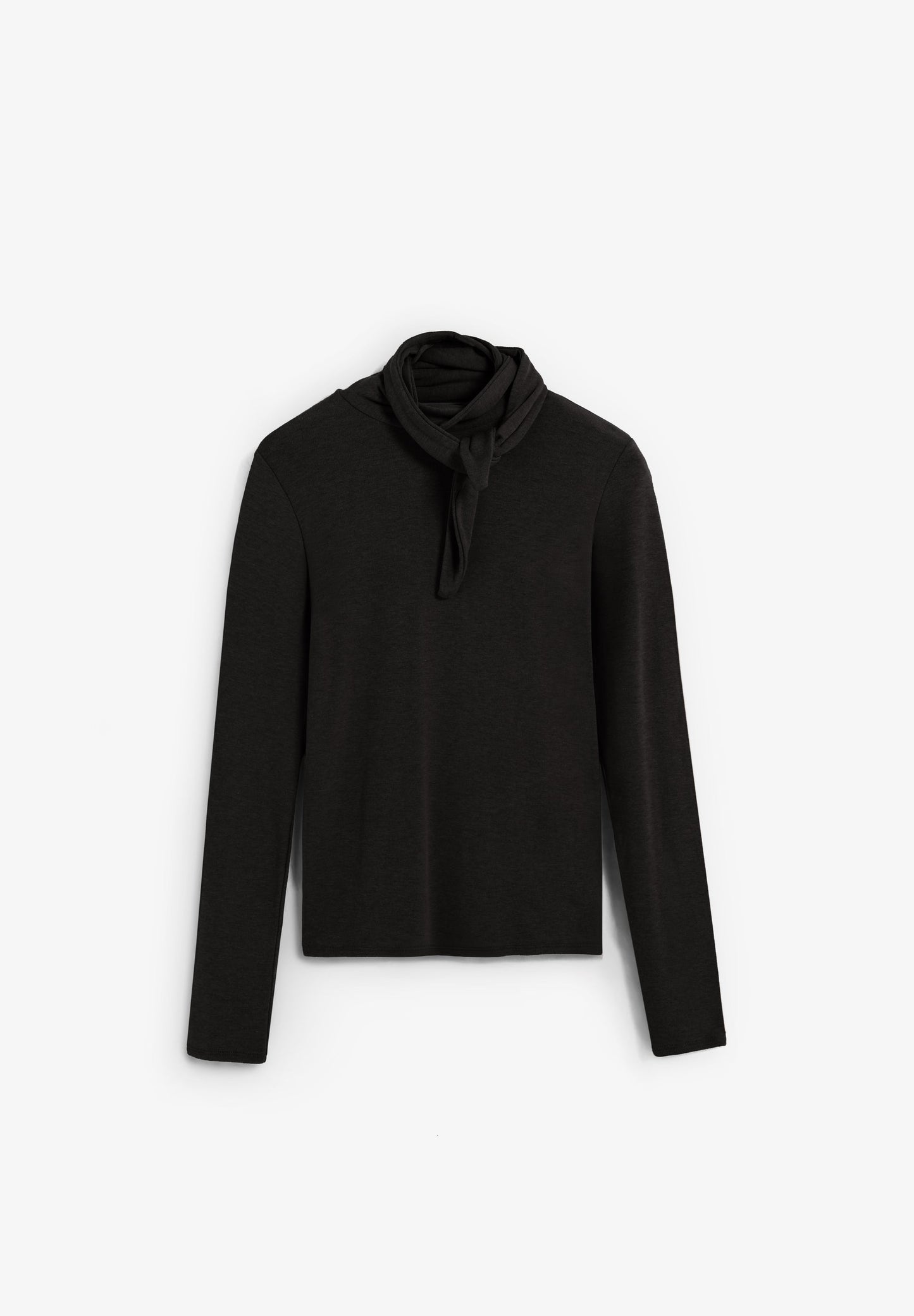 T-SHIRT DE GOLA ENROLADA COM LAÇO