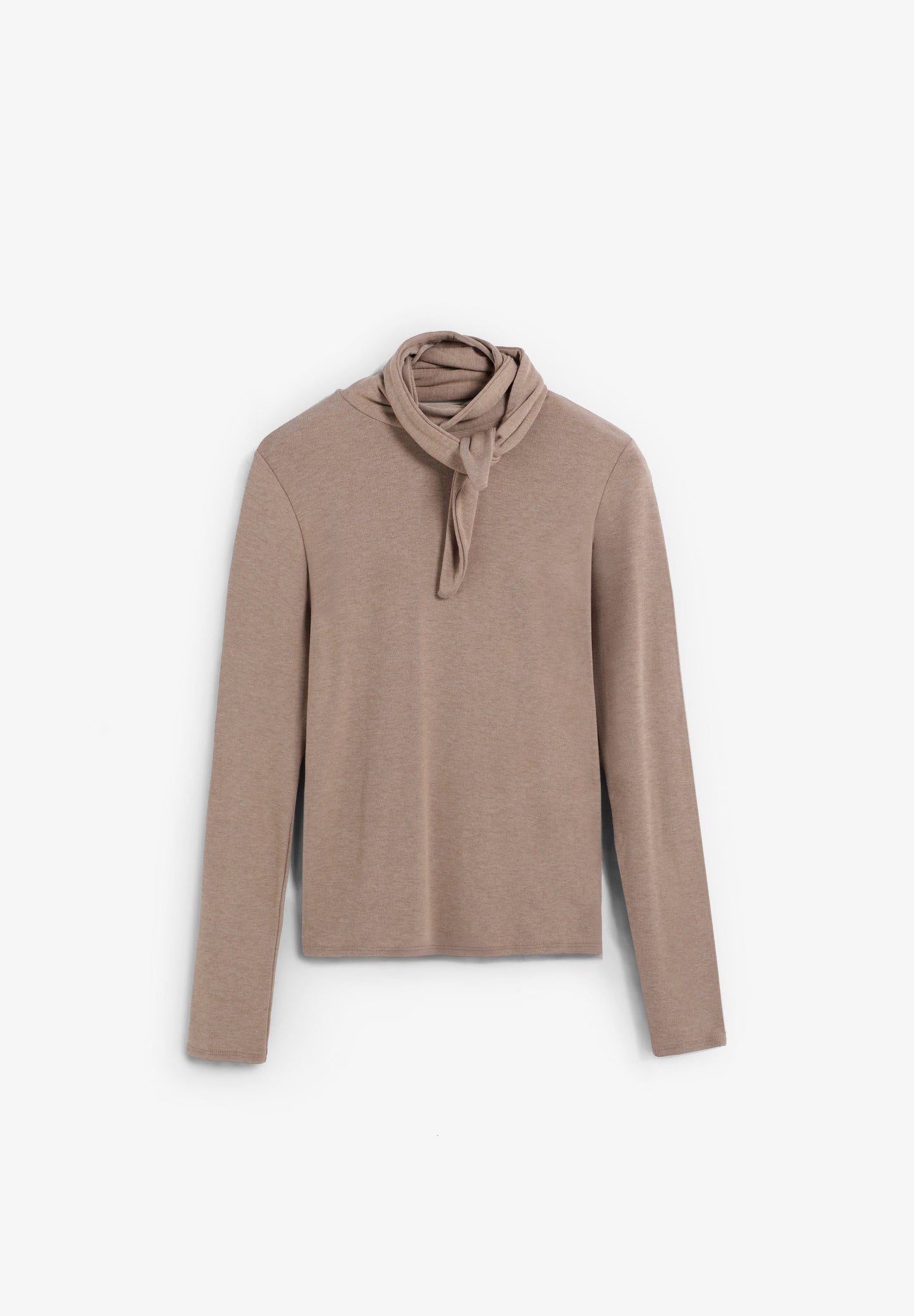 T-SHIRT DE GOLA ENROLADA COM LAÇO