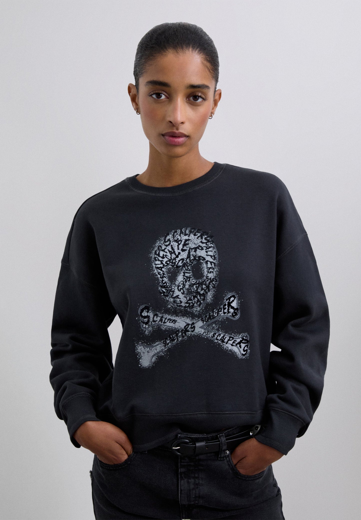 SWEATSHIRT SKULL FLOCKED