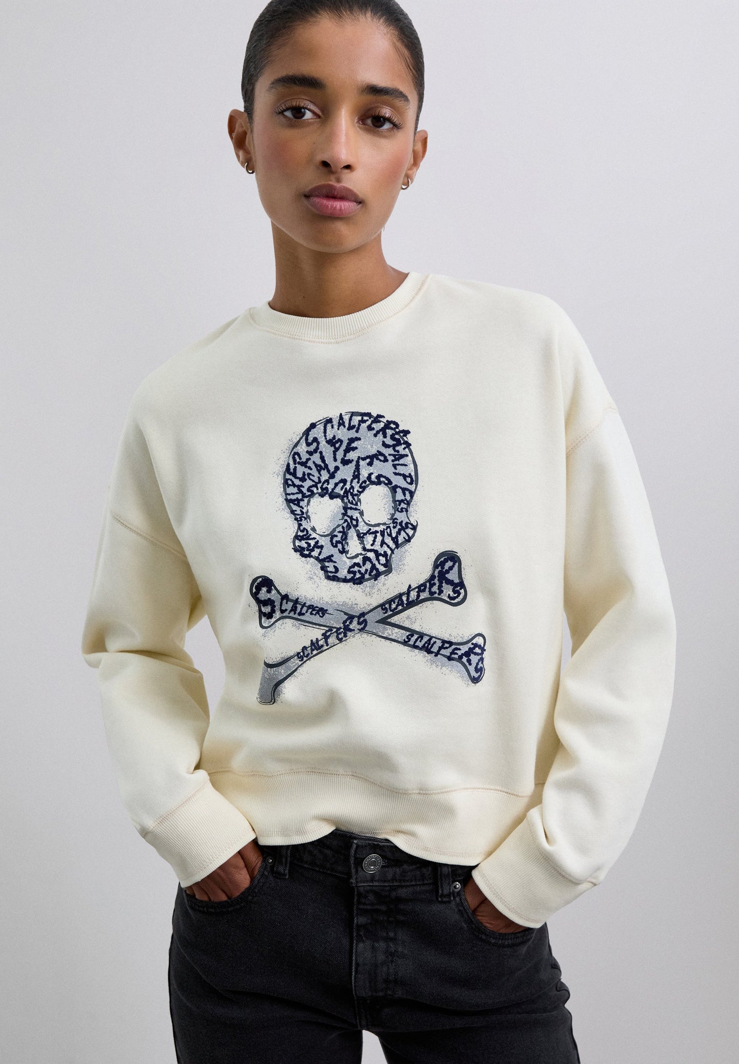 SWEATSHIRT SKULL FLOCKED