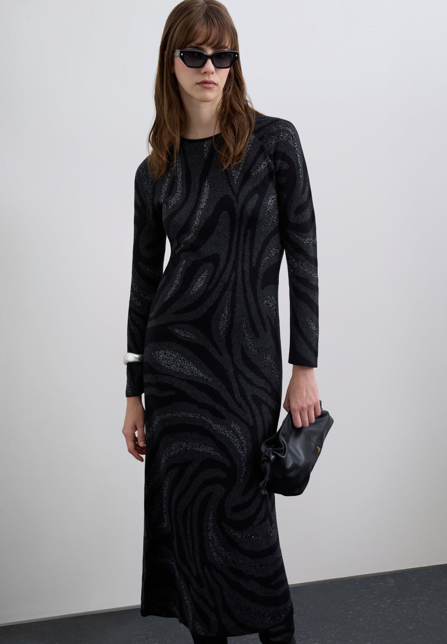 VESTIDO COMPRIDO MALHA COM PADRÃO