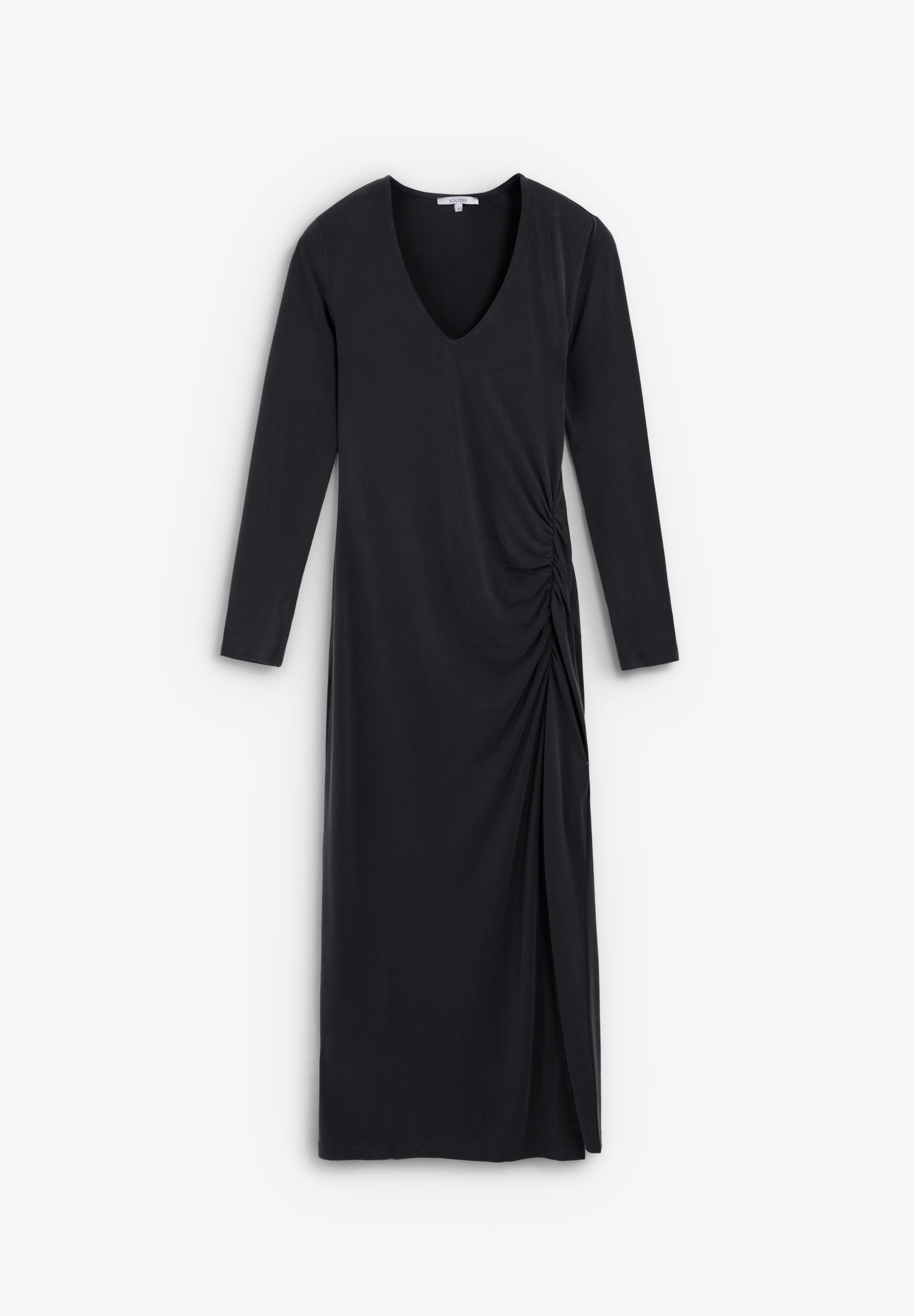 VESTIDO COMPRIDO FRANZIDO COM ABERTURA