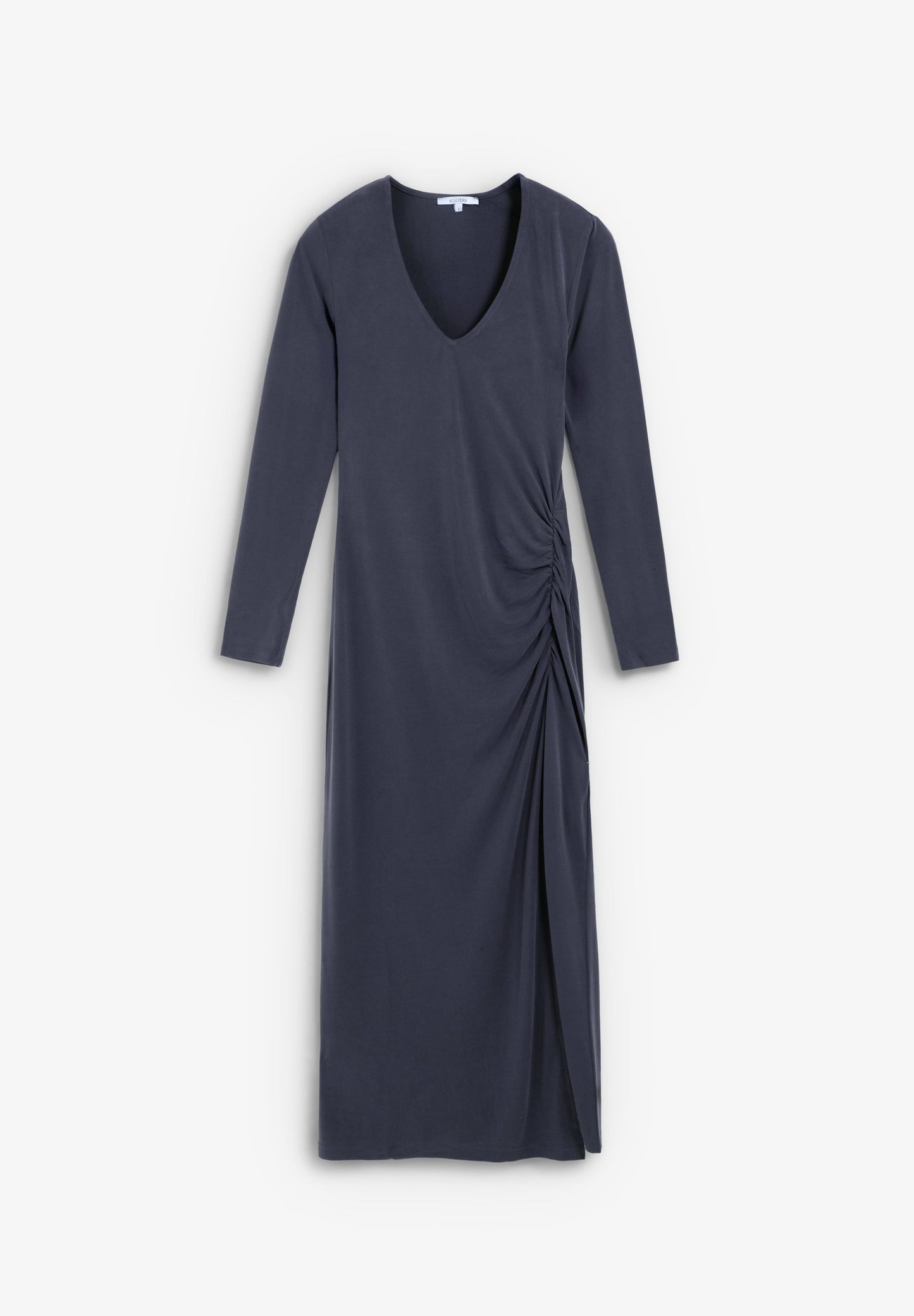 VESTIDO COMPRIDO FRANZIDO COM ABERTURA