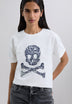 T-SHIRT COM LOGÓTIPO DE SKULL COM PADRÃO